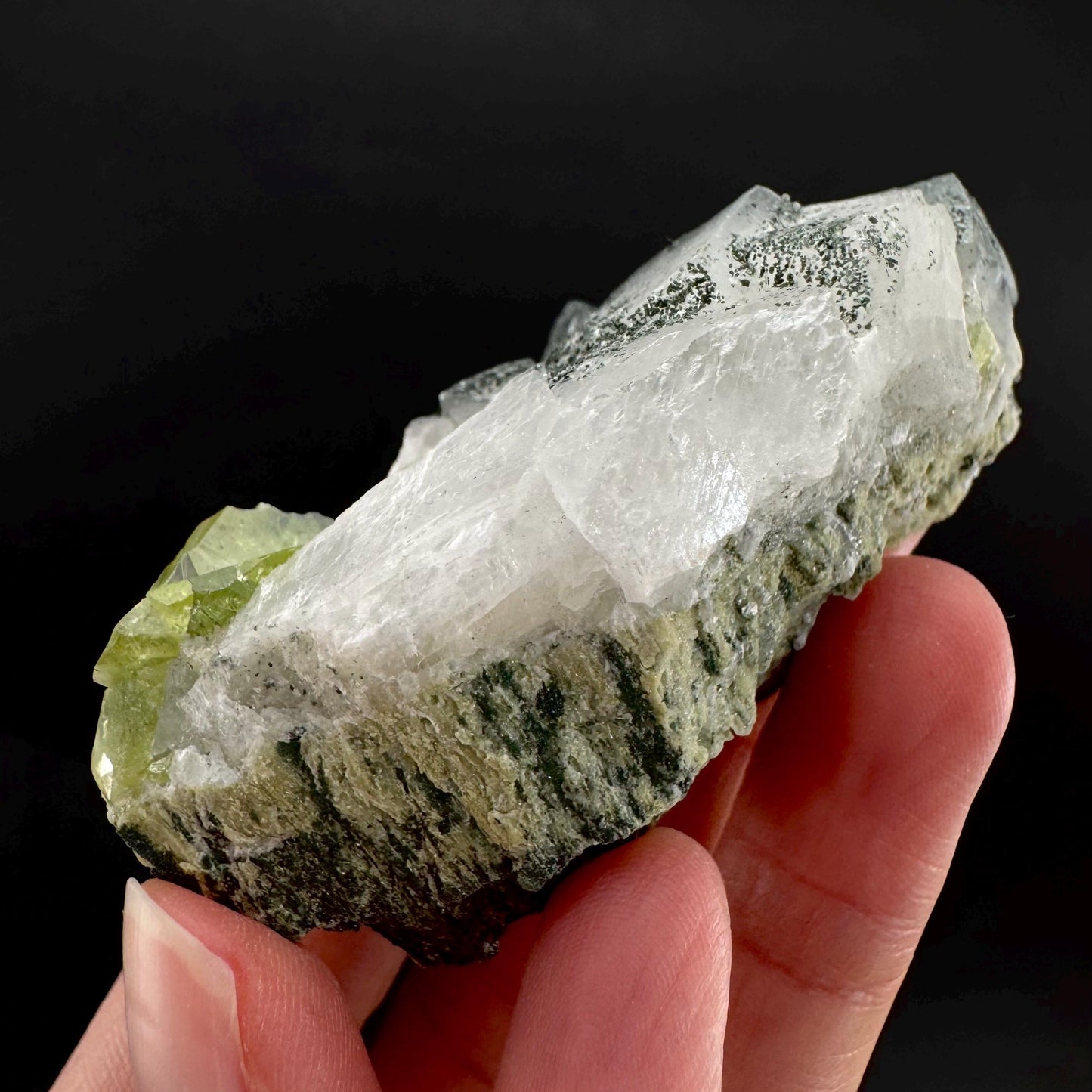 Titanite with Chlorite & Feldspar | green sphene crystal, mineral specimen from Pakistan