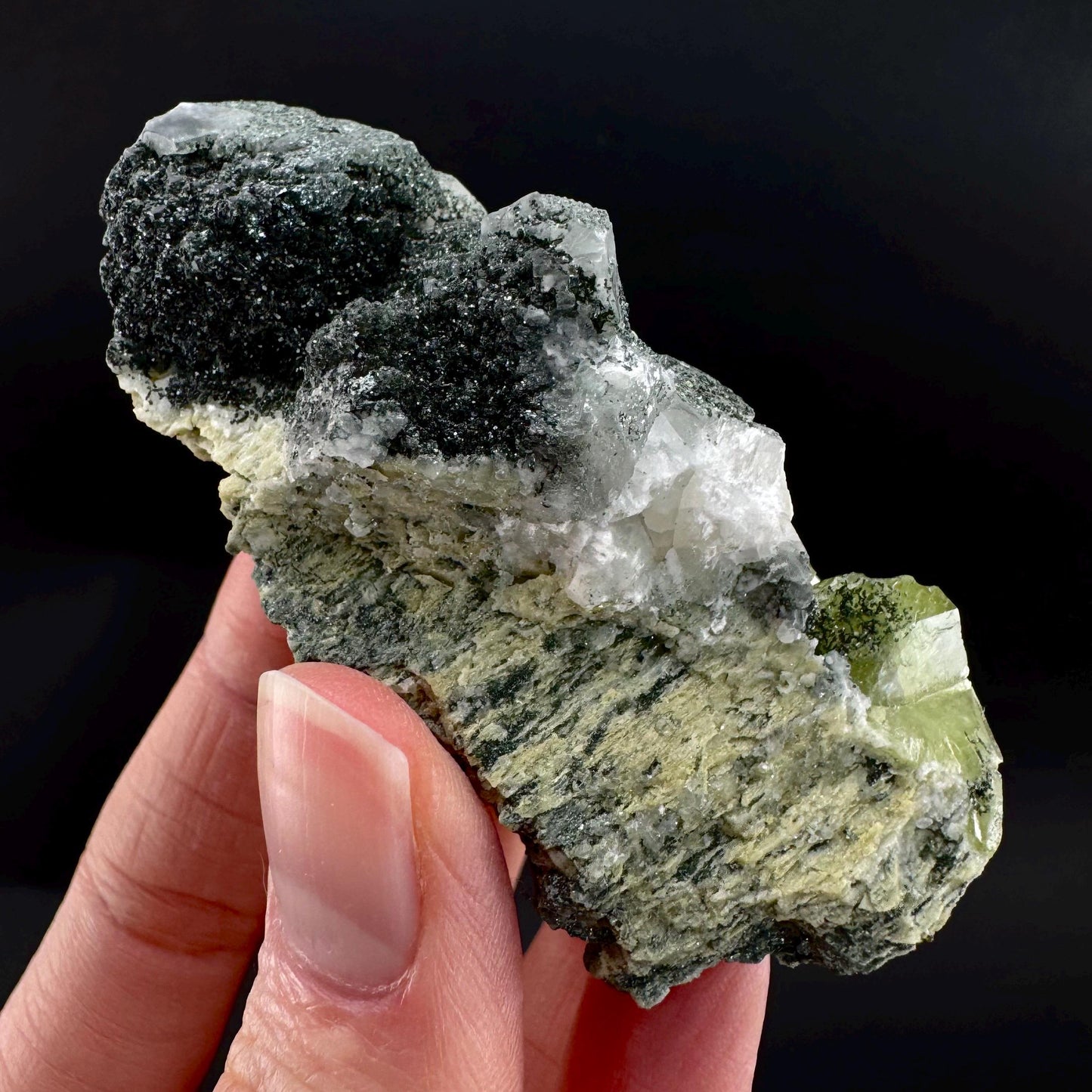 Titanite with Chlorite & Feldspar | green sphene crystal, mineral specimen from Pakistan