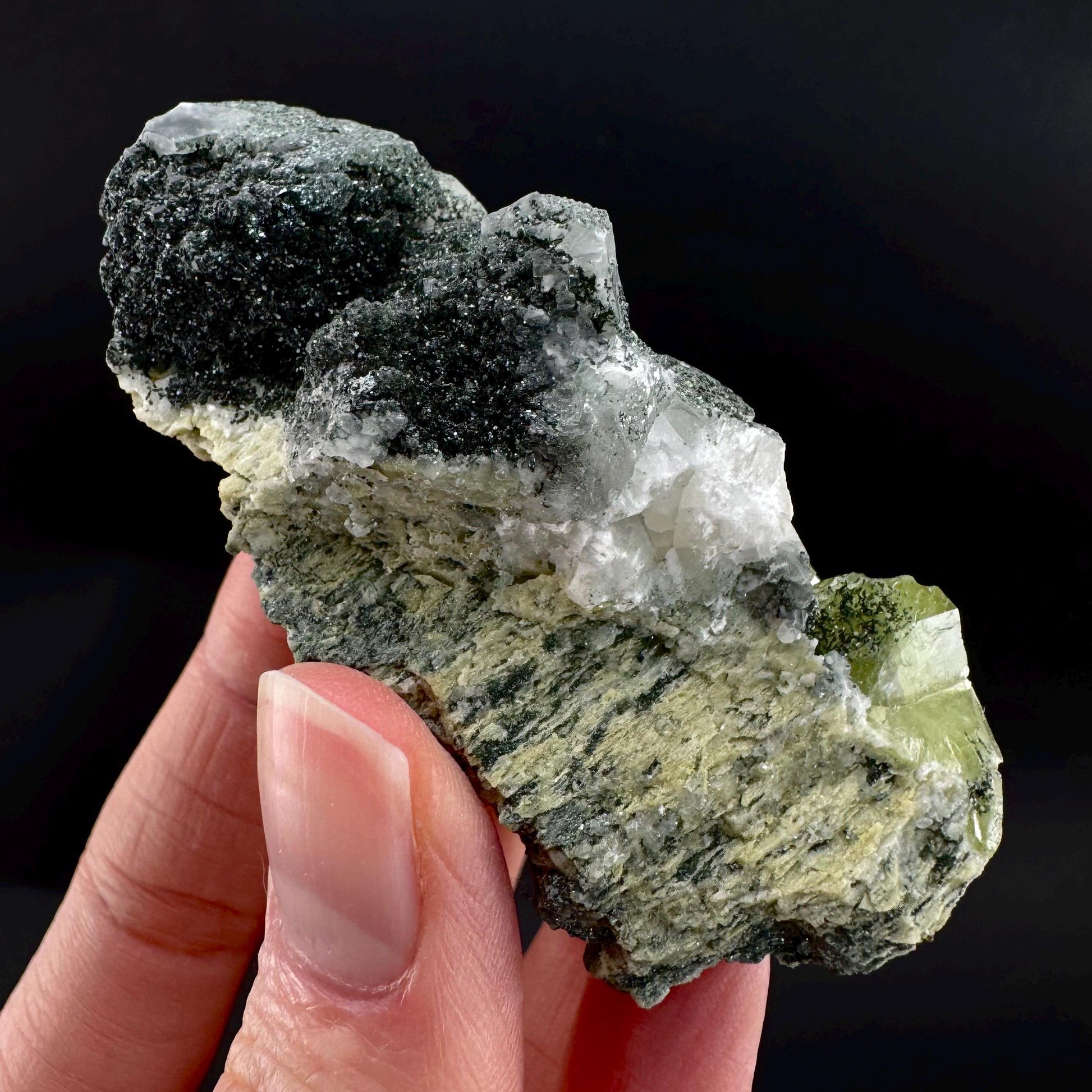 Titanite with Chlorite & Feldspar | green sphene crystal, mineral specimen from Pakistan