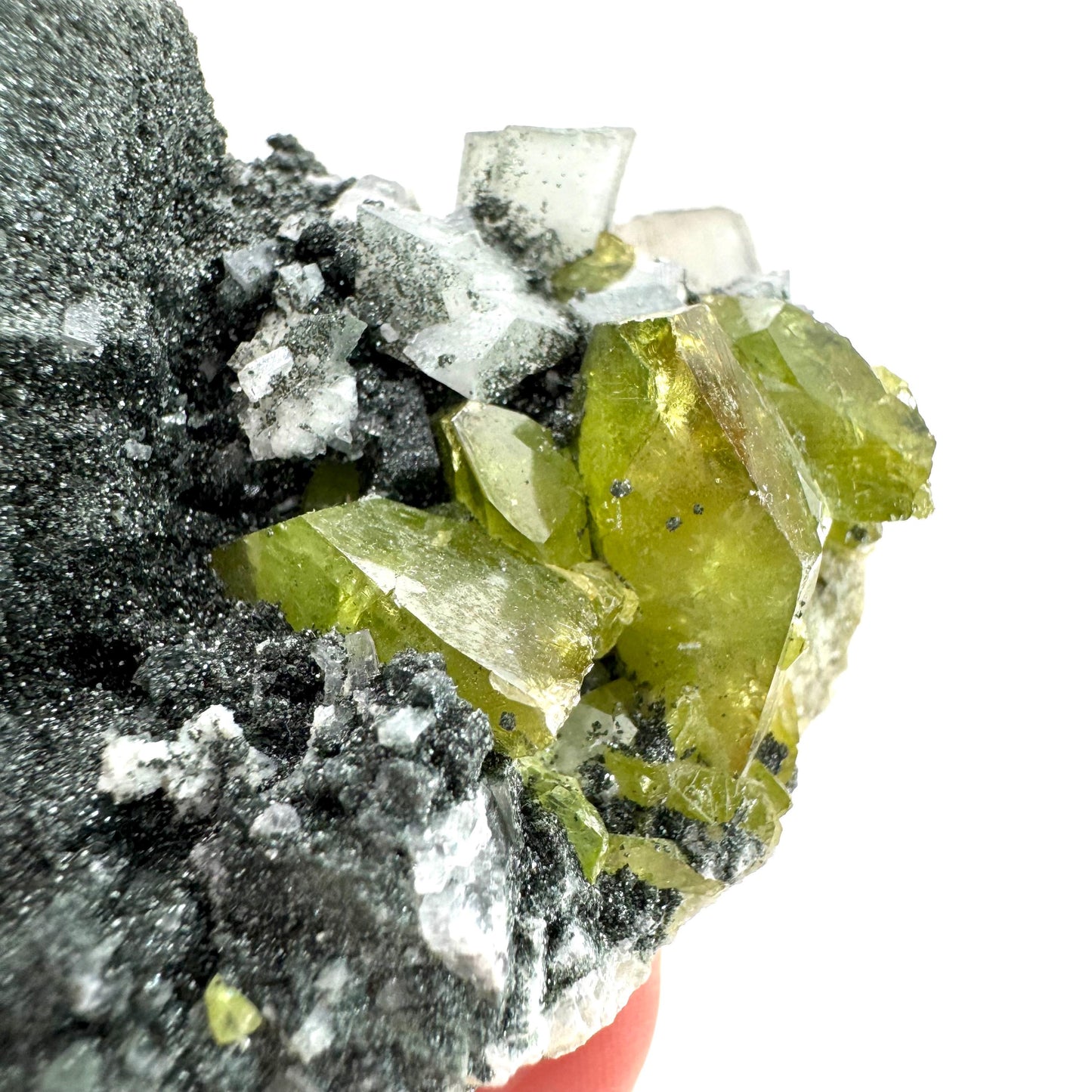 Titanite with Chlorite & Feldspar | green sphene crystal, mineral specimen from Pakistan