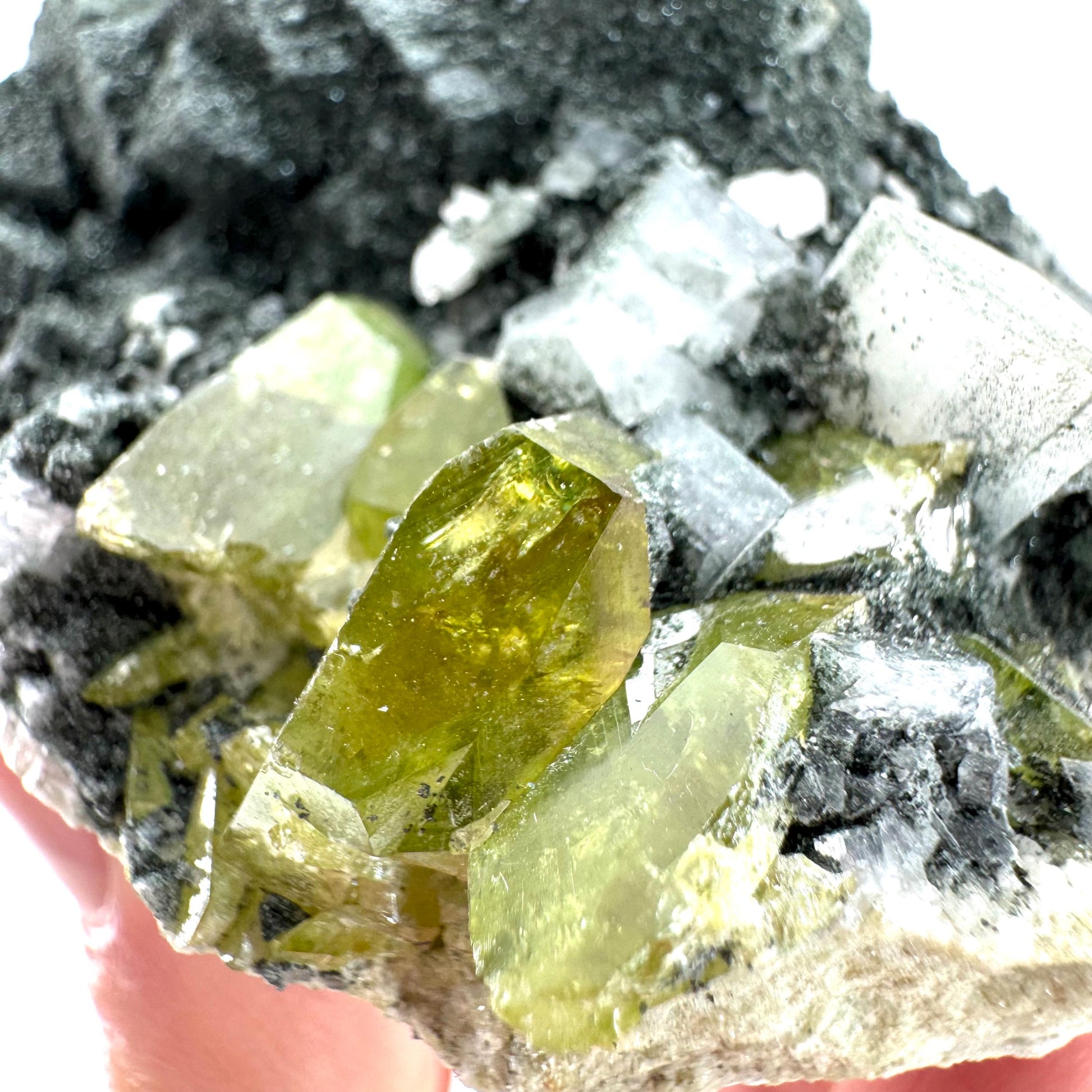 Titanite with Chlorite & Feldspar | green sphene crystal, mineral specimen from Pakistan