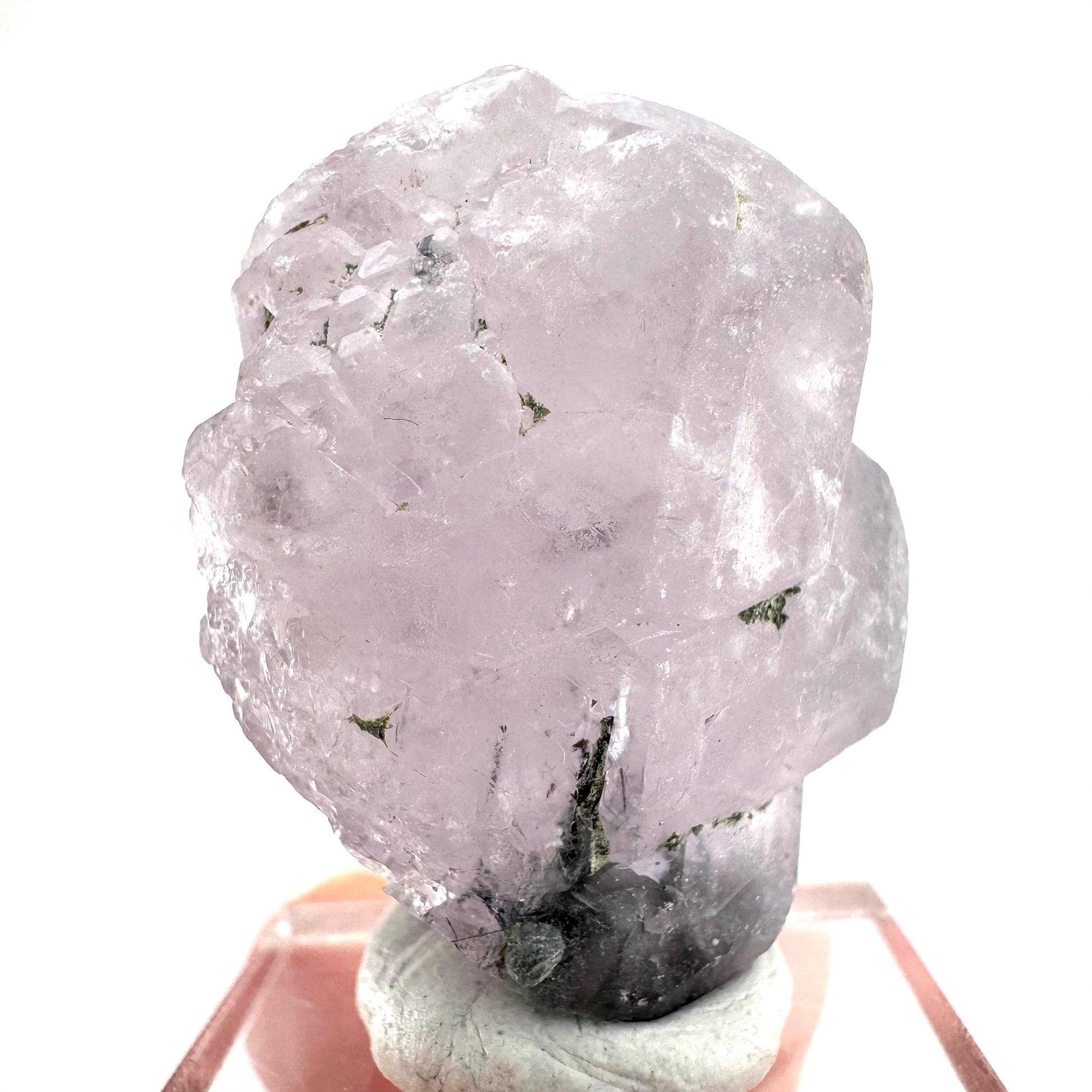 Fluorapatite with Actinolite Inclusions | natural purple crystal, mineral specimen from Pakistan
