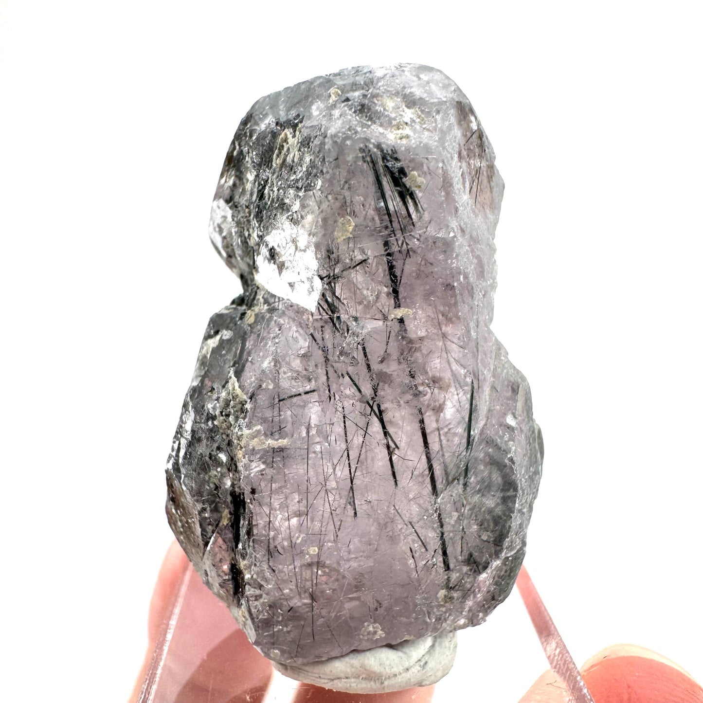 Fluorapatite with Actinolite Inclusions | natural purple crystal, mineral specimen from Pakistan