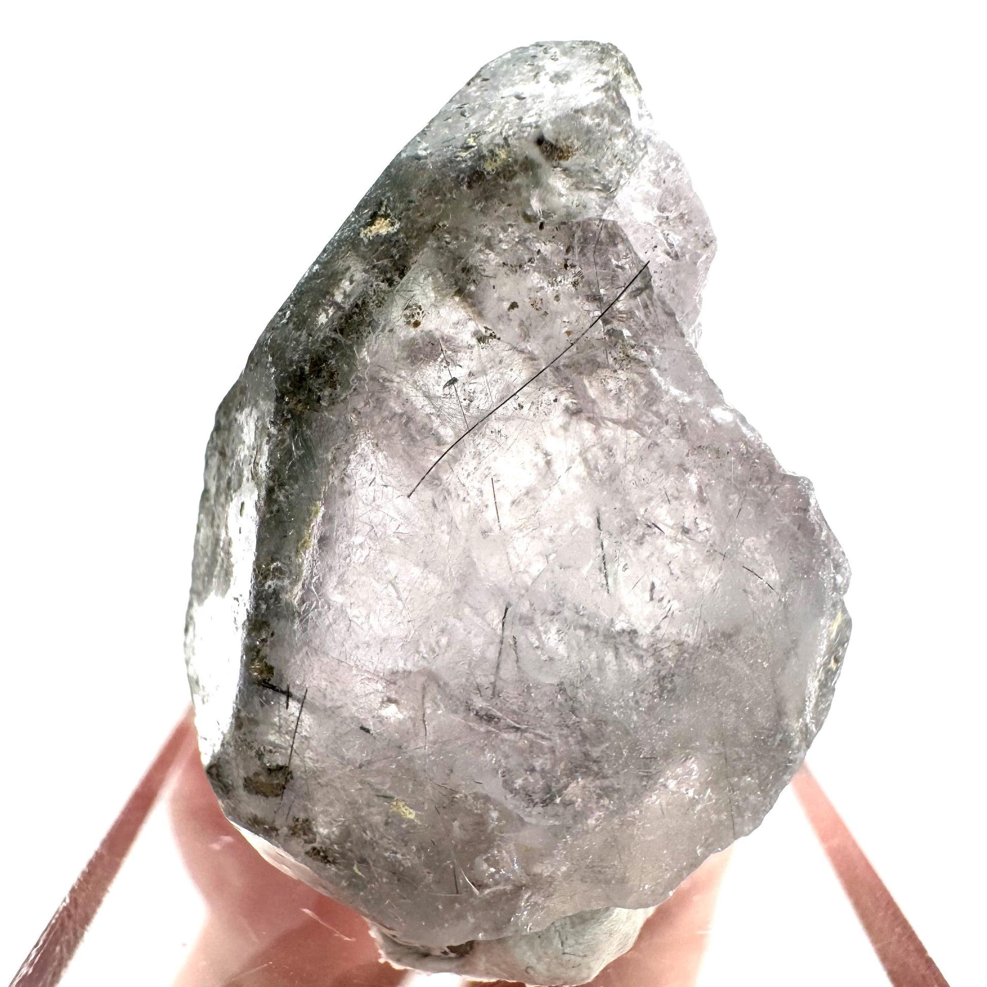 Fluorapatite with Actinolite Inclusions | natural purple crystal, mineral specimen from Pakistan