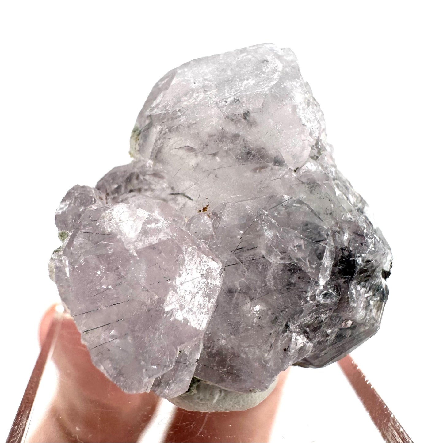 Fluorapatite with Actinolite Inclusions | natural purple crystal, mineral specimen from Pakistan