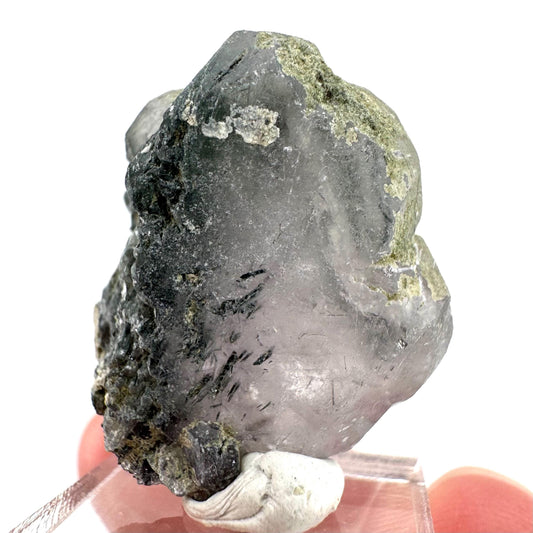 Fluorapatite with Actinolite Inclusions | natural purple crystal, mineral specimen from Pakistan