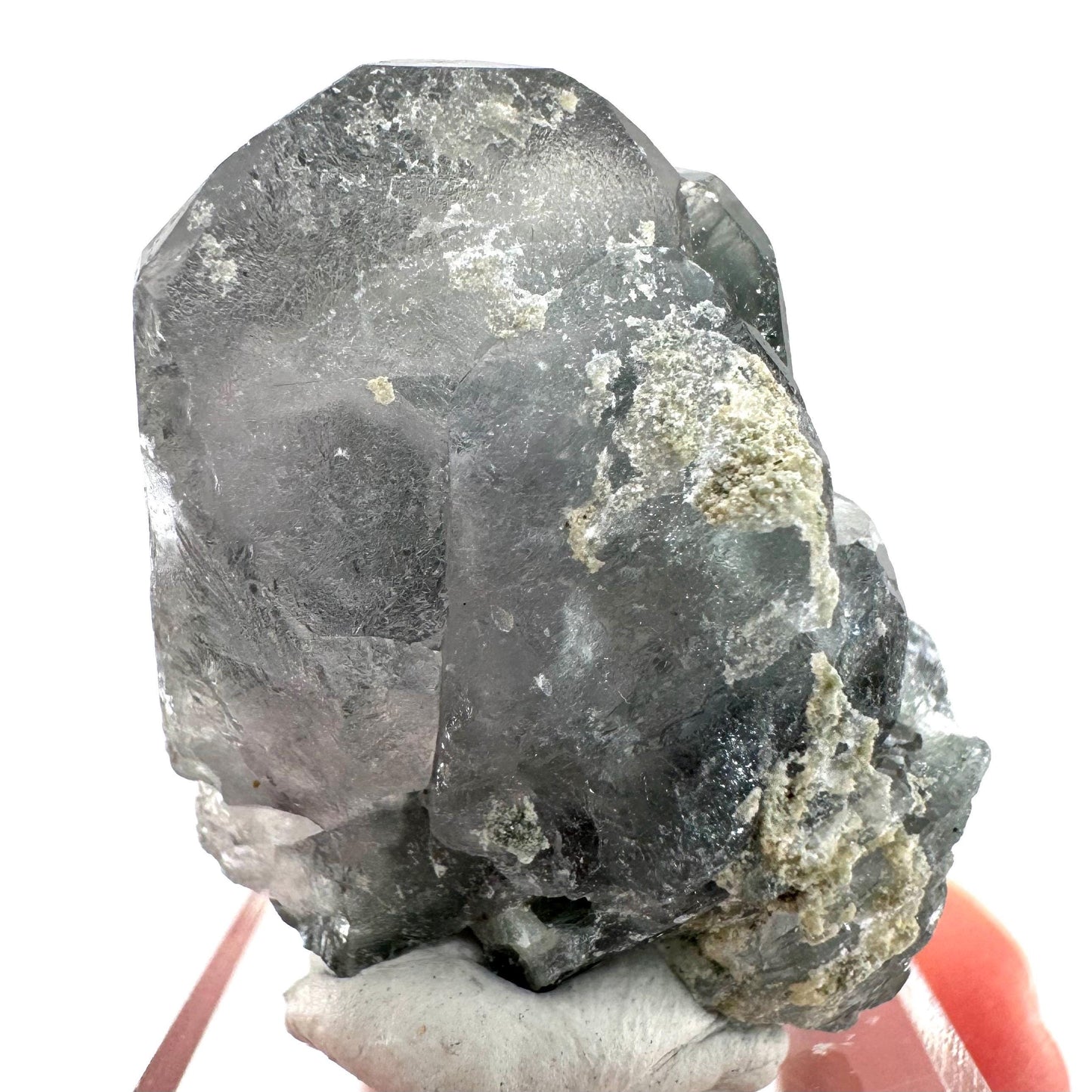 Fluorapatite with Actinolite Inclusions | natural purple crystal, mineral specimen from Pakistan