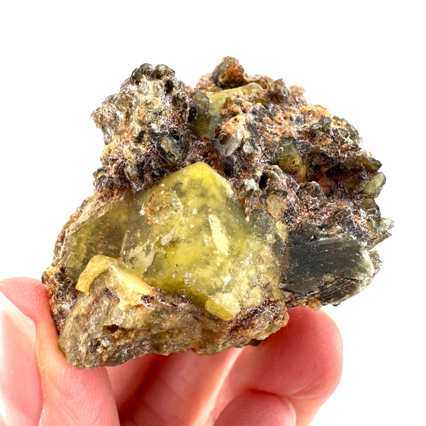 Andradite-Grossular Garnet | natural green crystal, raw mineral specimen from Mali