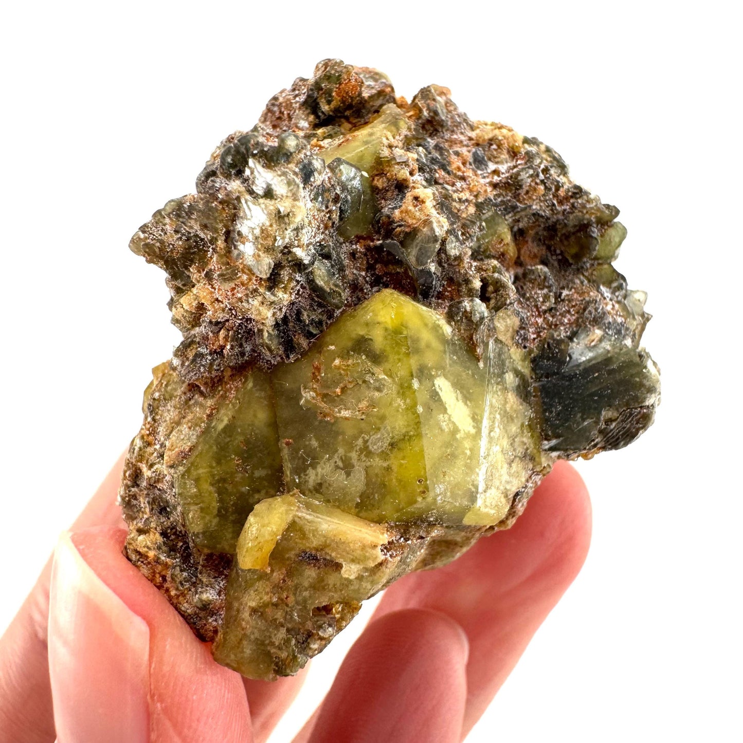 Andradite-Grossular Garnet | natural green crystal, raw mineral specimen from Mali