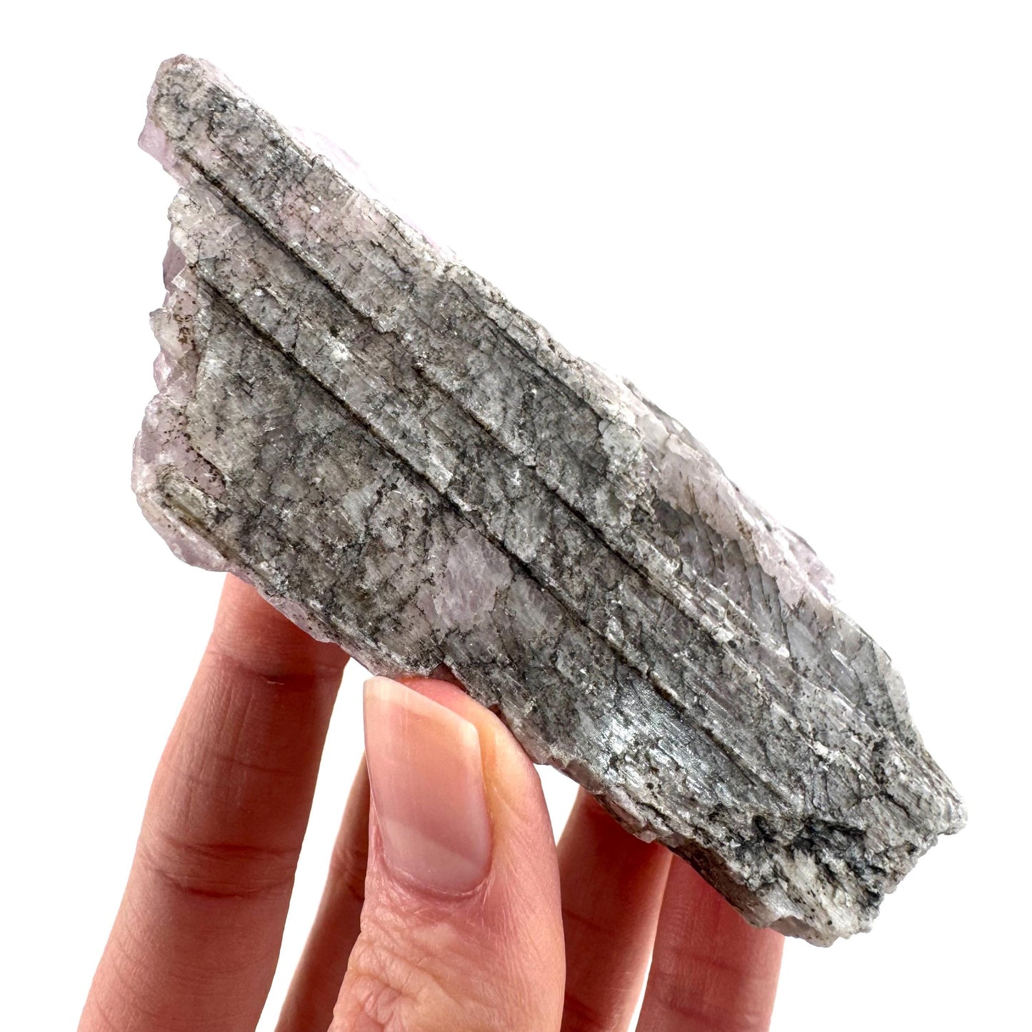 Lavender Kunzite | raw pink spodumene crystal, mineral specimen from Pakistan