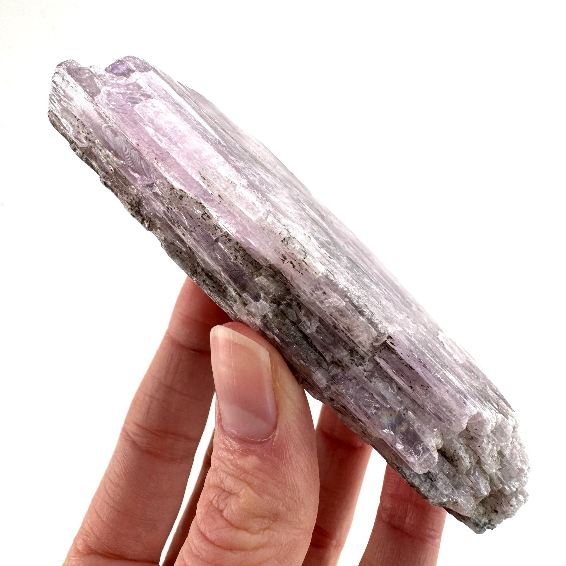 Lavender Kunzite | raw pink spodumene crystal, mineral specimen from Pakistan