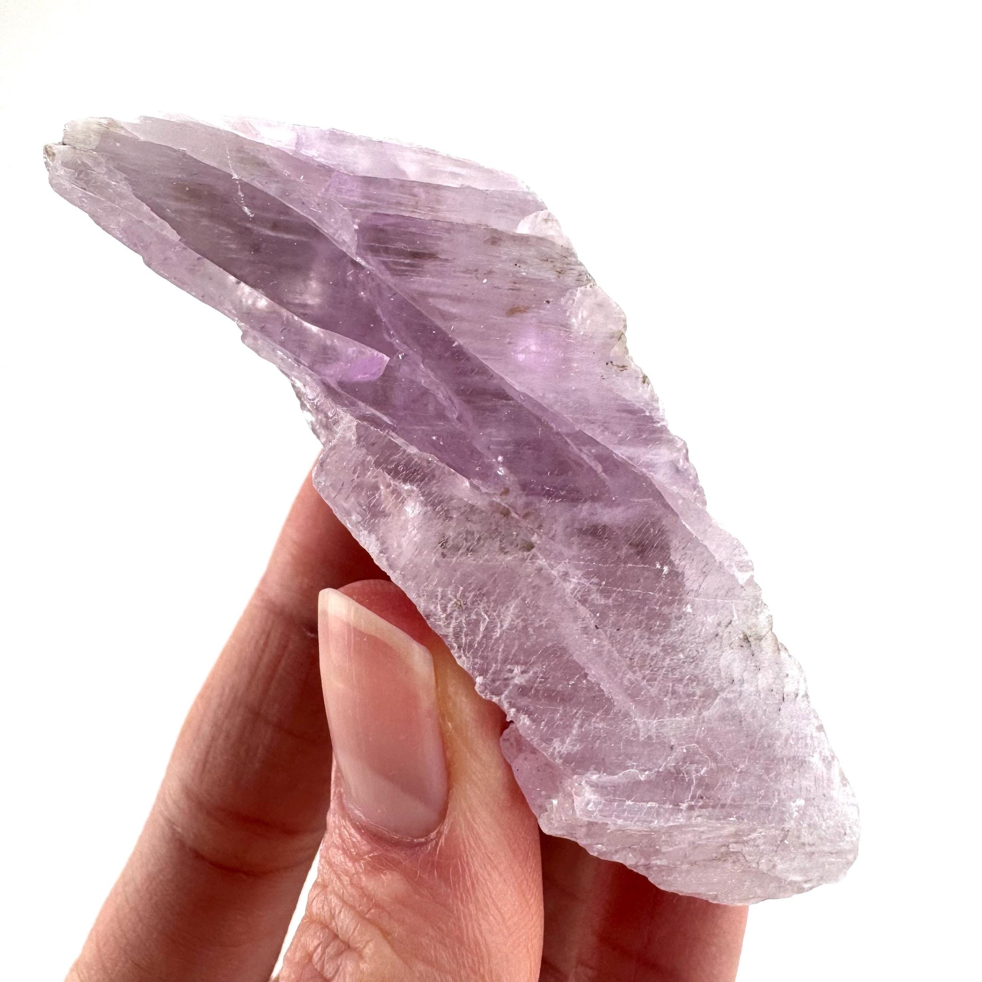 Lavender Kunzite | raw pink spodumene crystal, mineral specimen from Pakistan