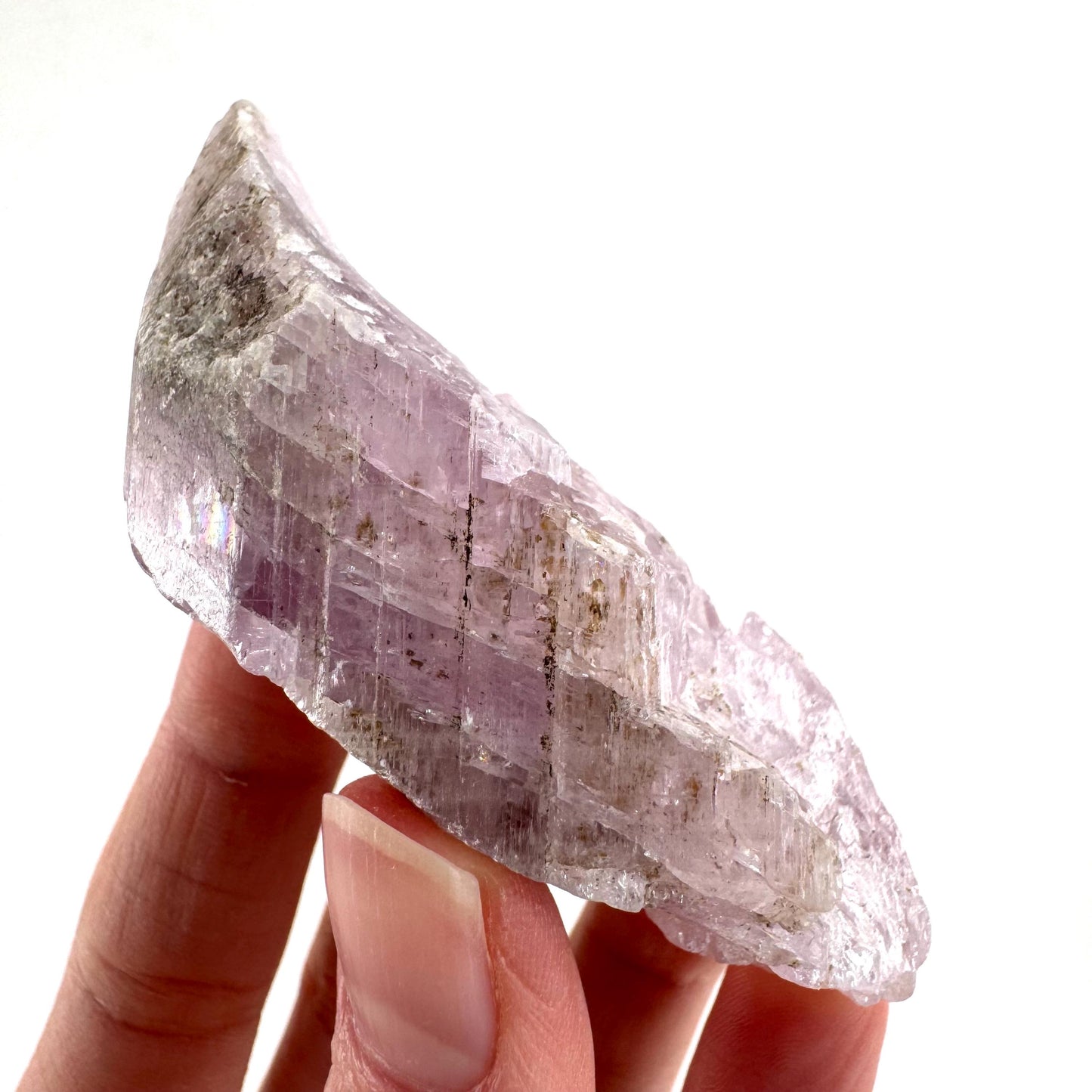 Lavender Kunzite | raw pink spodumene crystal, mineral specimen from Pakistan