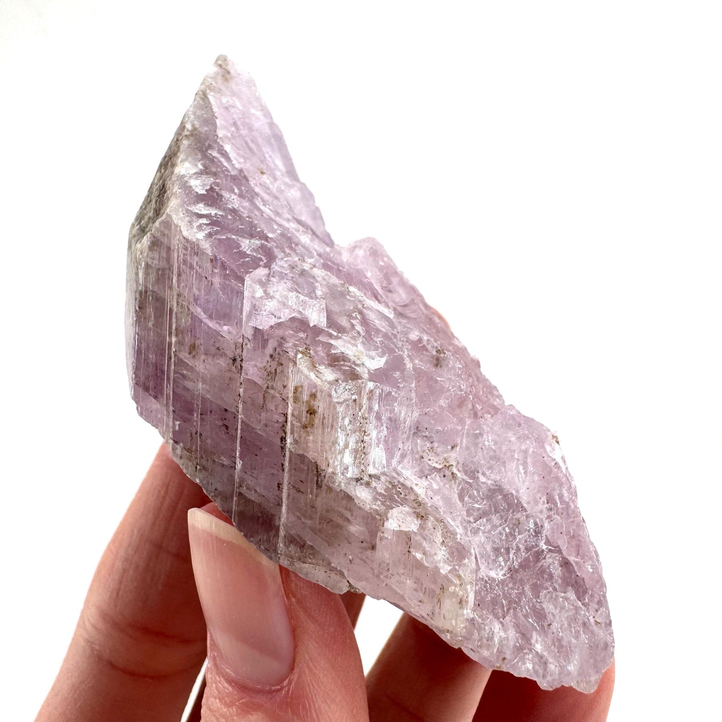Lavender Kunzite | raw pink spodumene crystal, mineral specimen from Pakistan