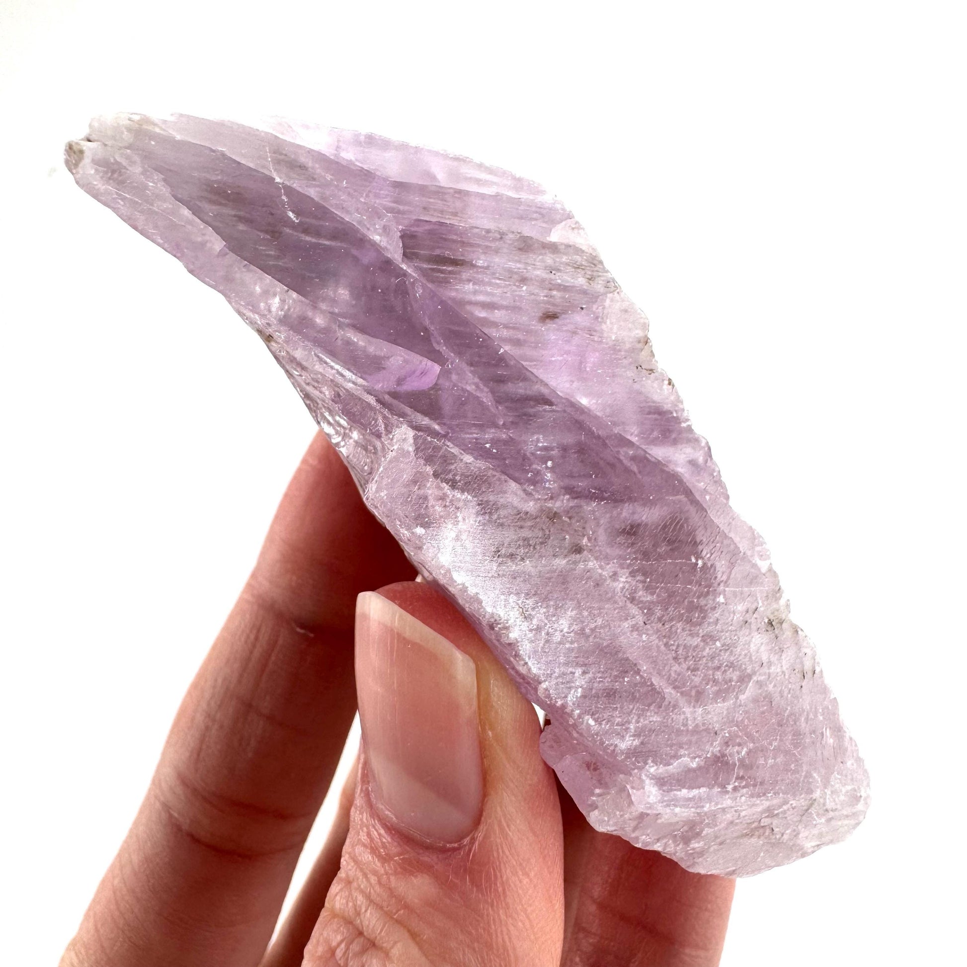Lavender Kunzite | raw pink spodumene crystal, mineral specimen from Pakistan