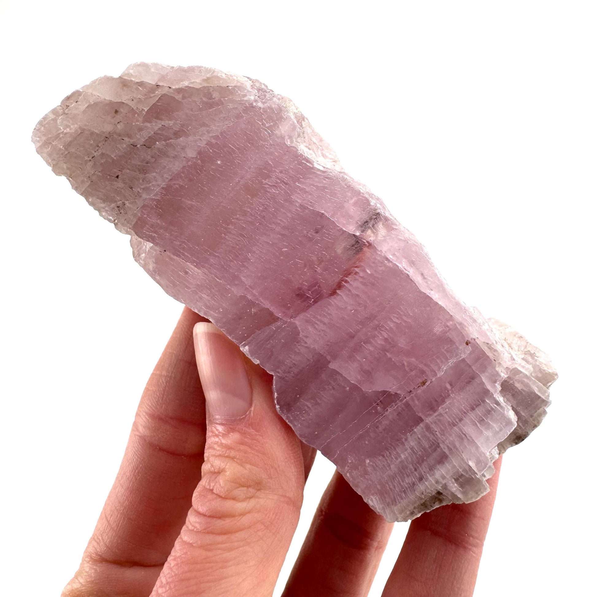 Lavender Kunzite | raw pink spodumene crystal, mineral specimen from Pakistan