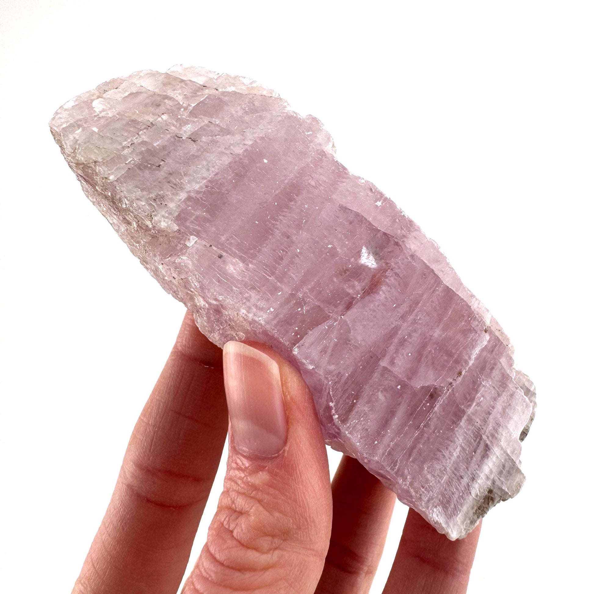 Lavender Kunzite | raw pink spodumene crystal, mineral specimen from Pakistan