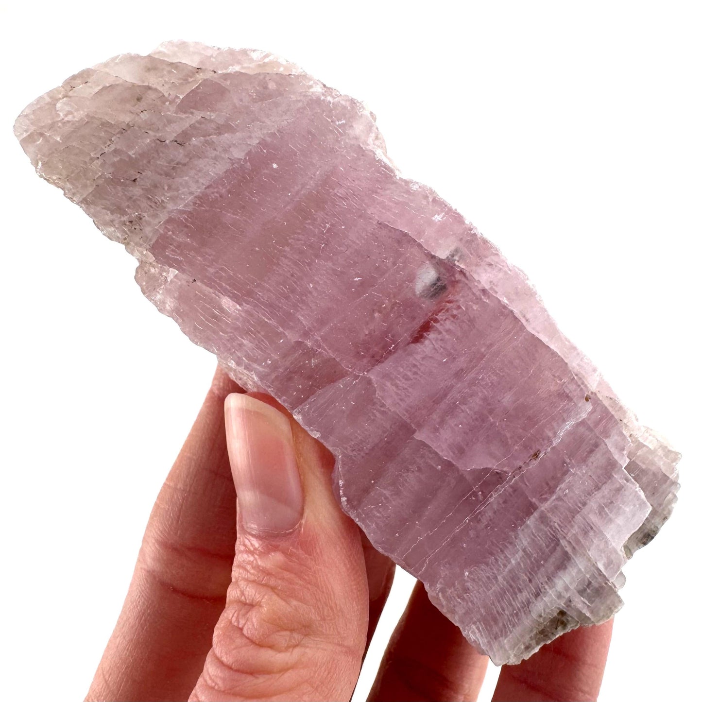 Lavender Kunzite | raw pink spodumene crystal, mineral specimen from Pakistan