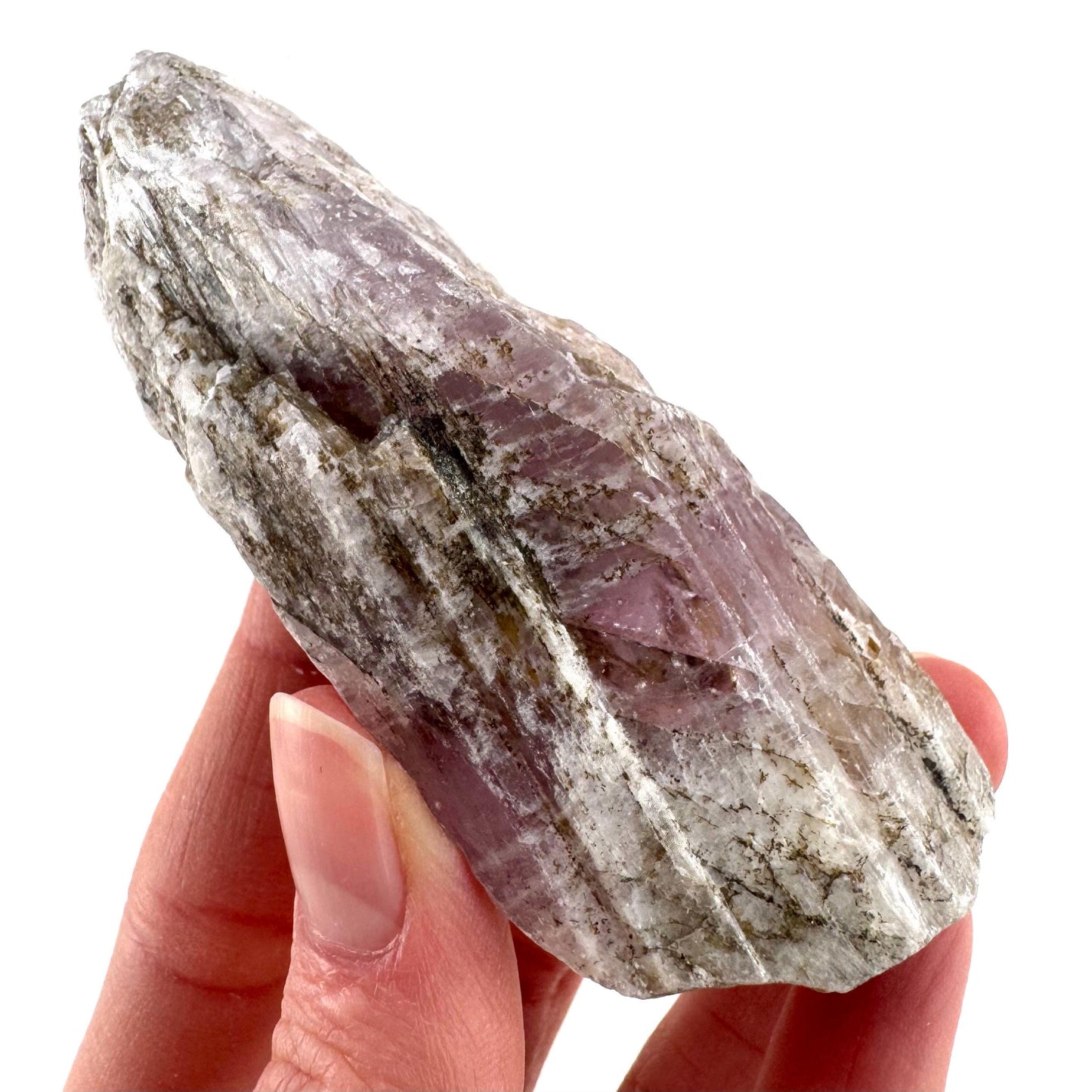 Lavender Kunzite | raw pink spodumene crystal, mineral specimen from Pakistan