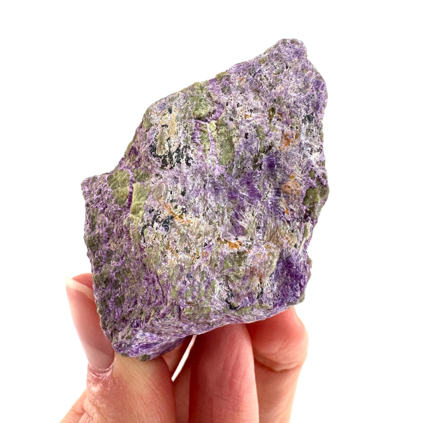 Stichtite | raw purple stichtite with serpentine, mineral specimen from South Africa