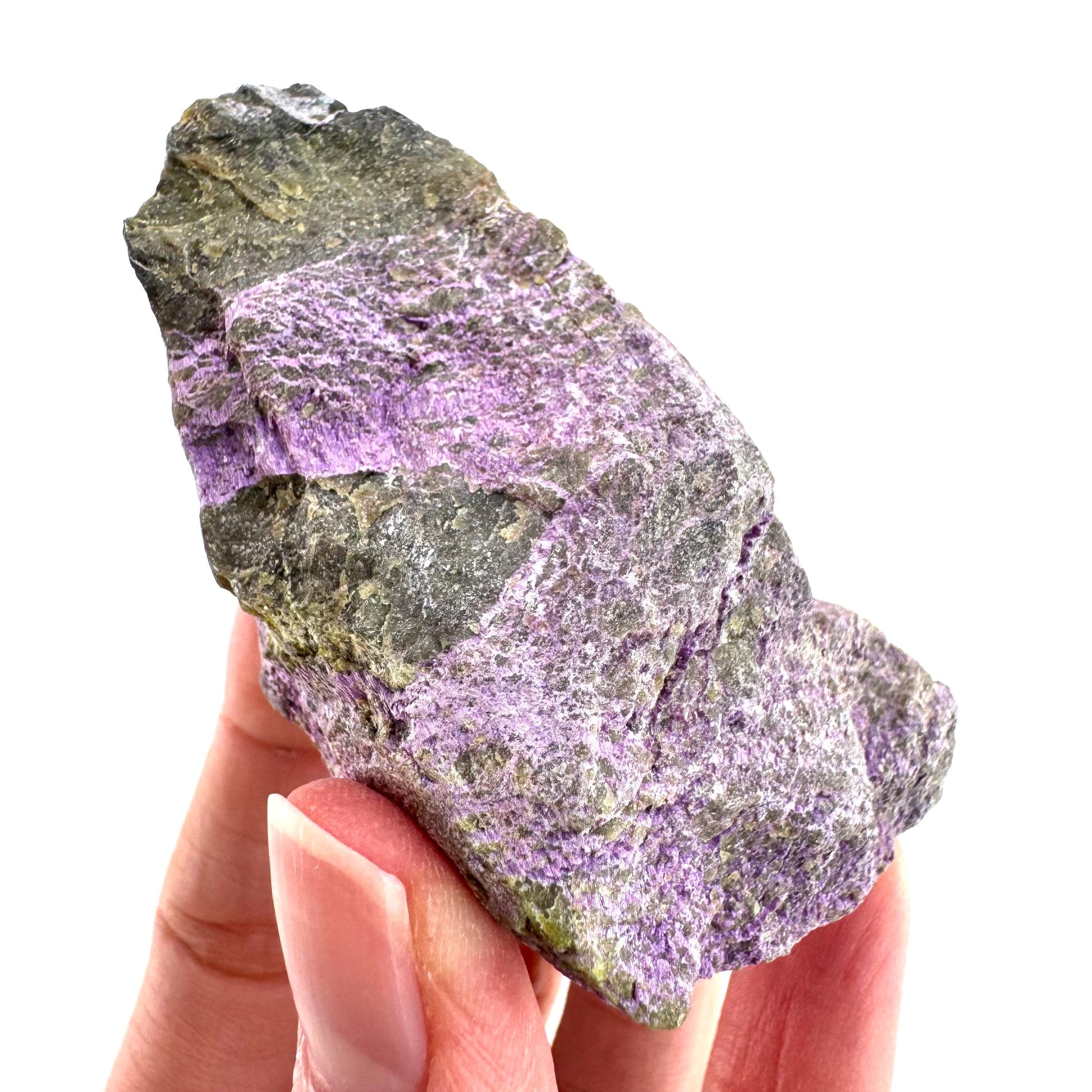 Stichtite | raw purple stichtite with serpentine, mineral specimen from South Africa