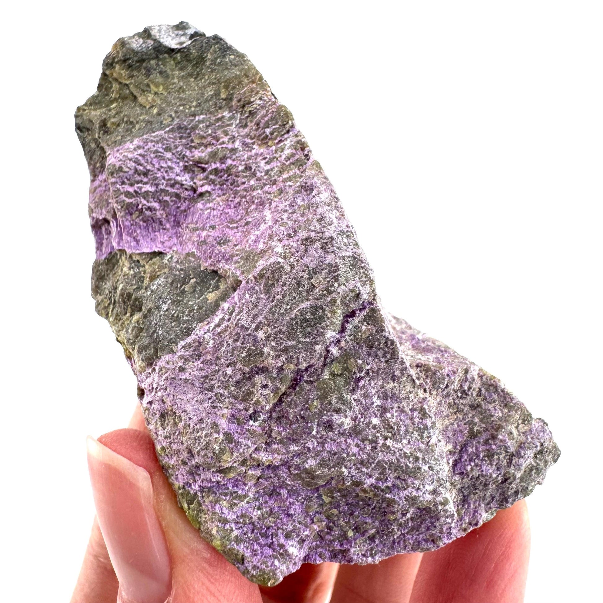 Stichtite | raw purple stichtite with serpentine, mineral specimen from South Africa