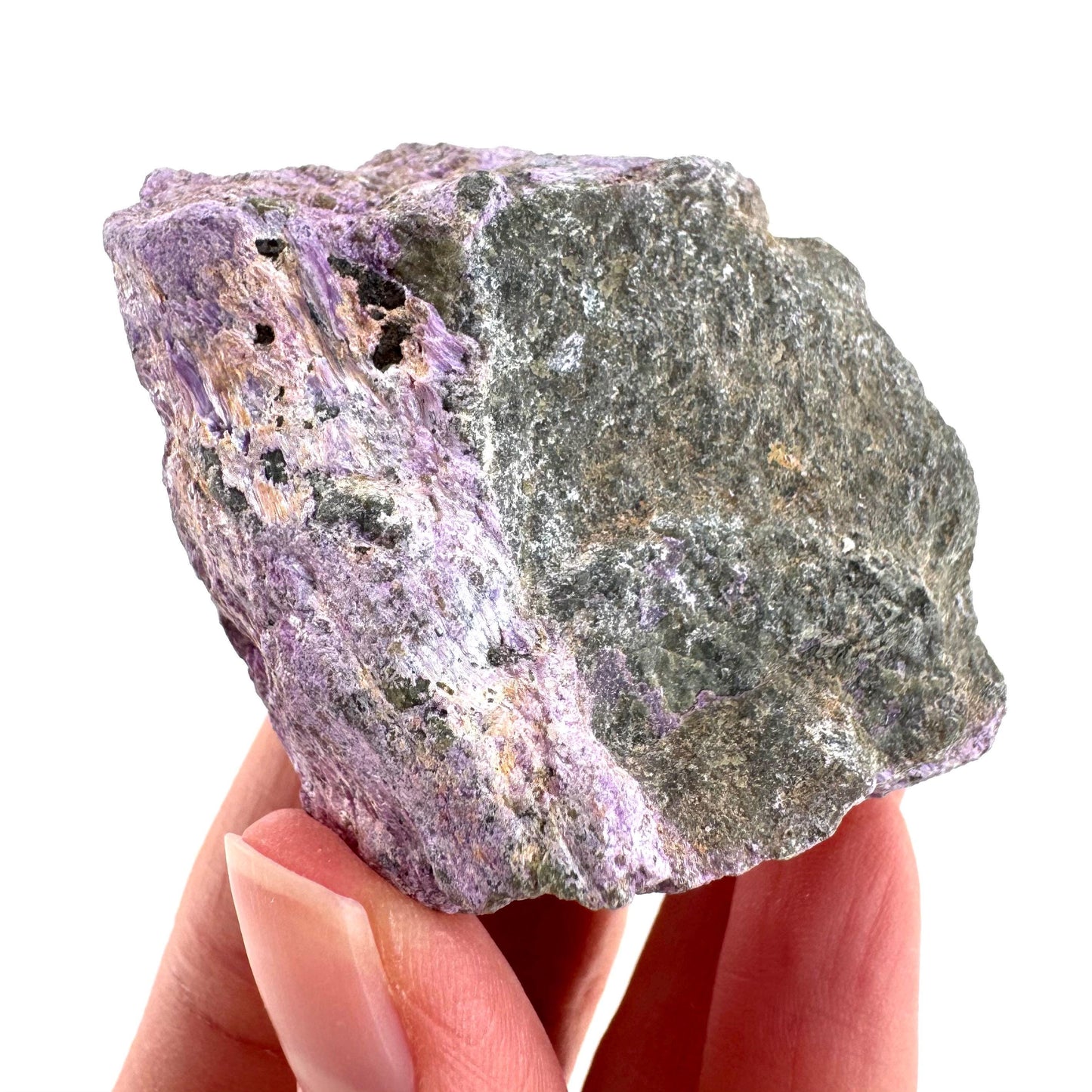 Stichtite | raw purple stichtite with serpentine, mineral specimen from South Africa