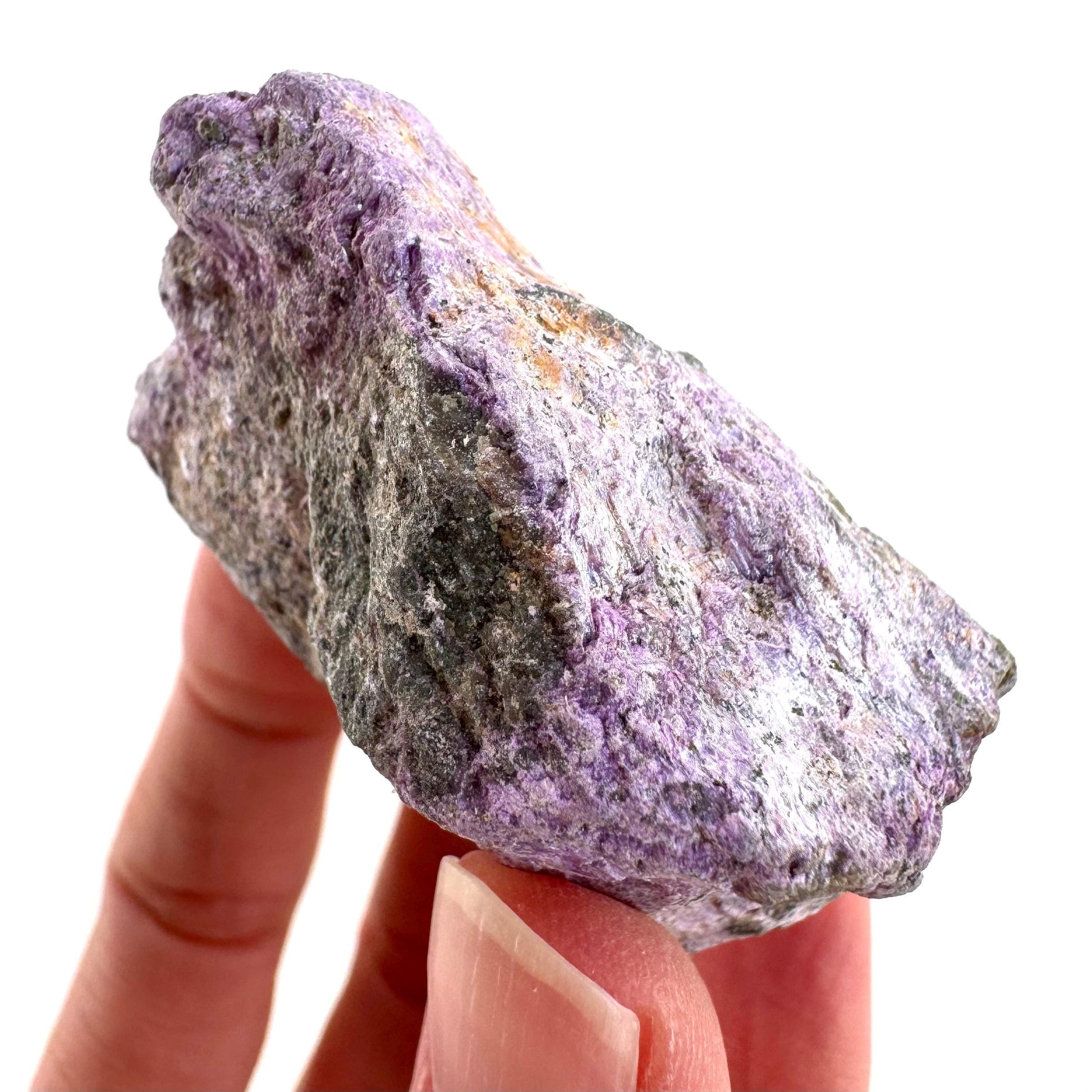 Stichtite | raw purple stichtite with serpentine, mineral specimen from South Africa