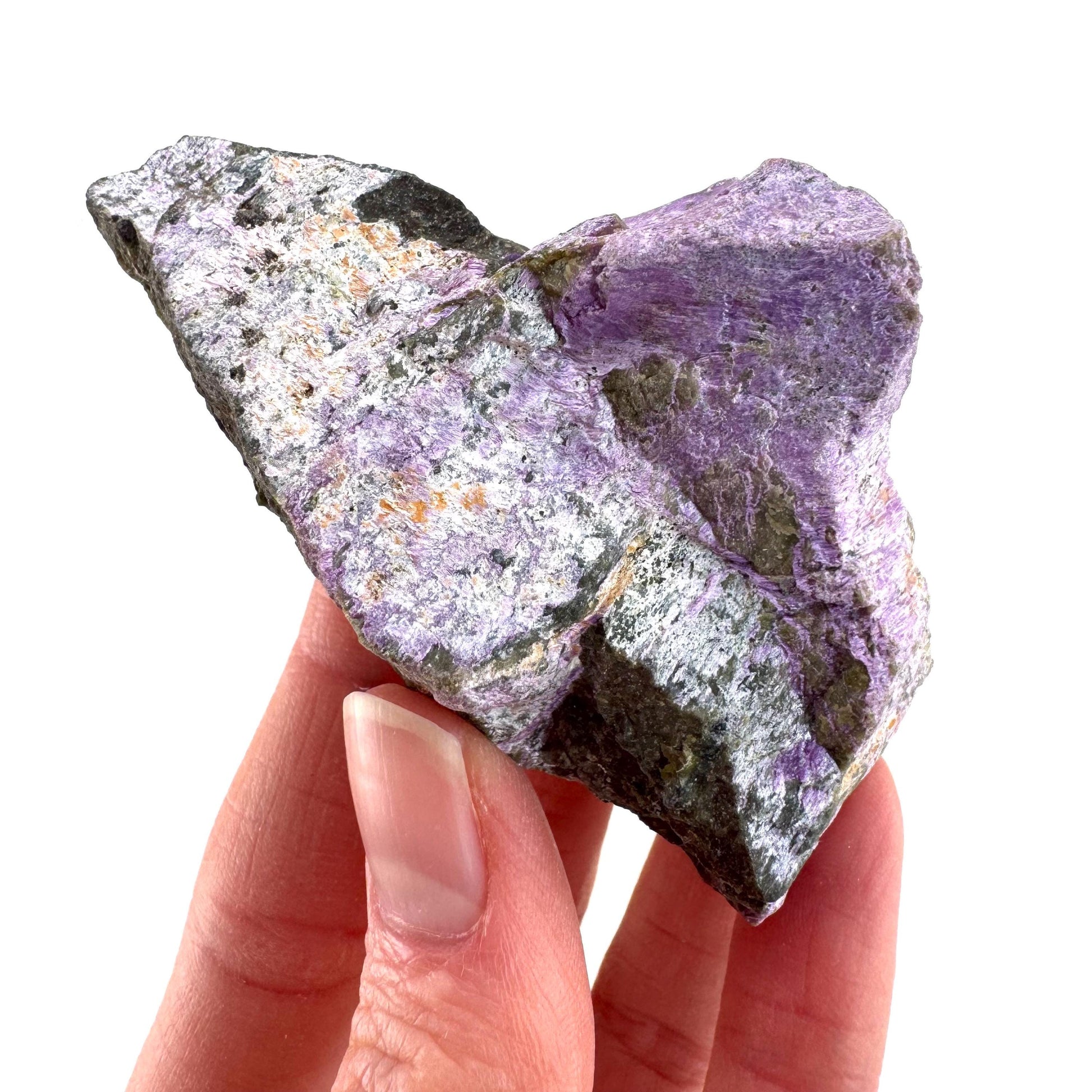 Stichtite | raw purple stichtite with serpentine, mineral specimen from South Africa