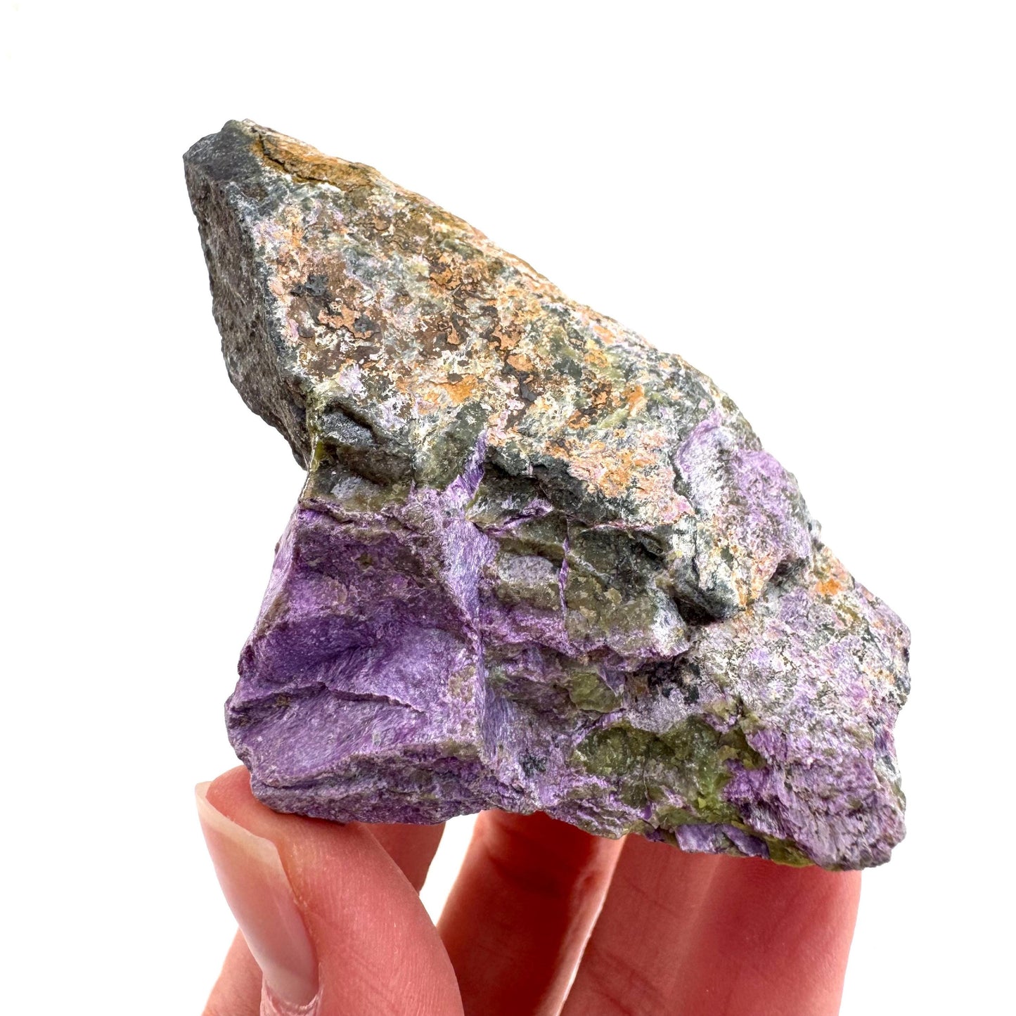 Stichtite | raw purple stichtite with serpentine, mineral specimen from South Africa