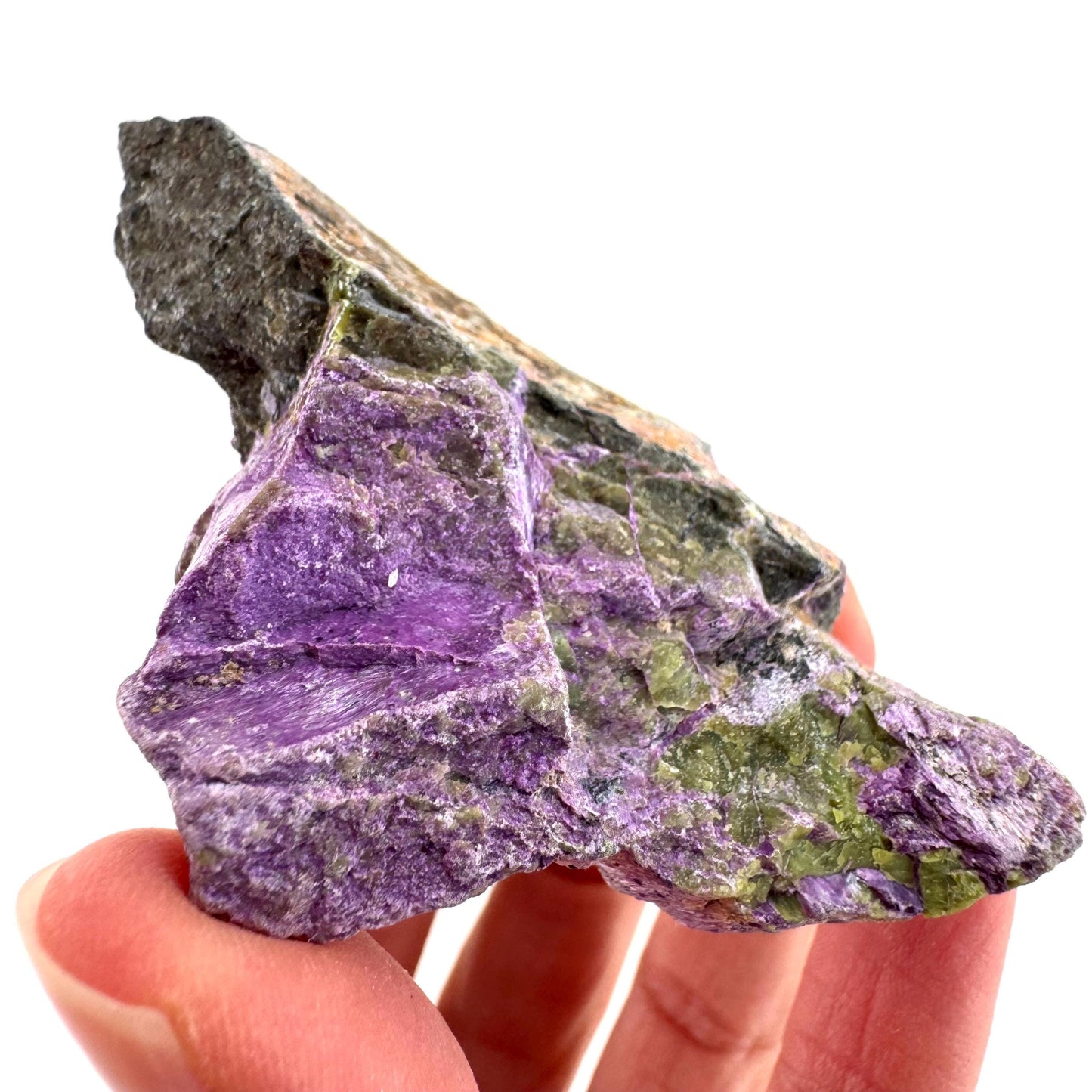 Stichtite | raw purple stichtite with serpentine, mineral specimen from South Africa