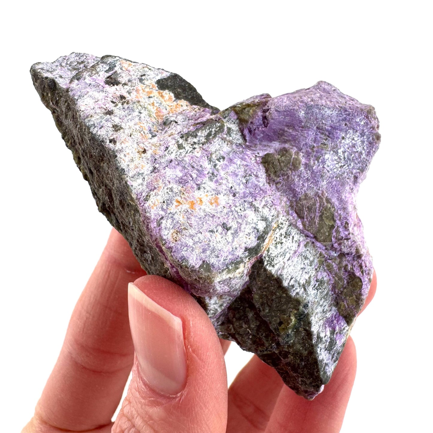 Stichtite | raw purple stichtite with serpentine, mineral specimen from South Africa