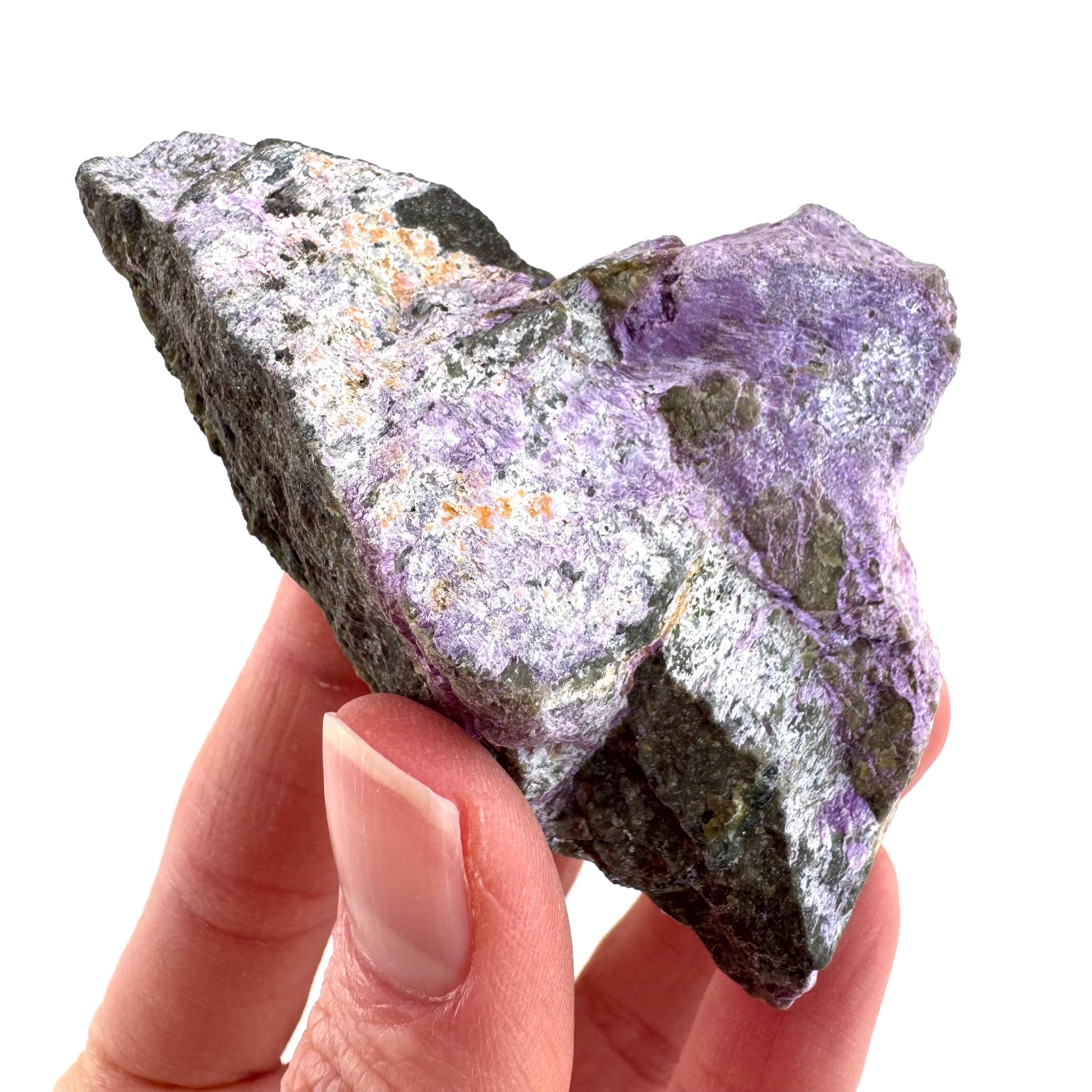 Stichtite | raw purple stichtite with serpentine, mineral specimen from South Africa