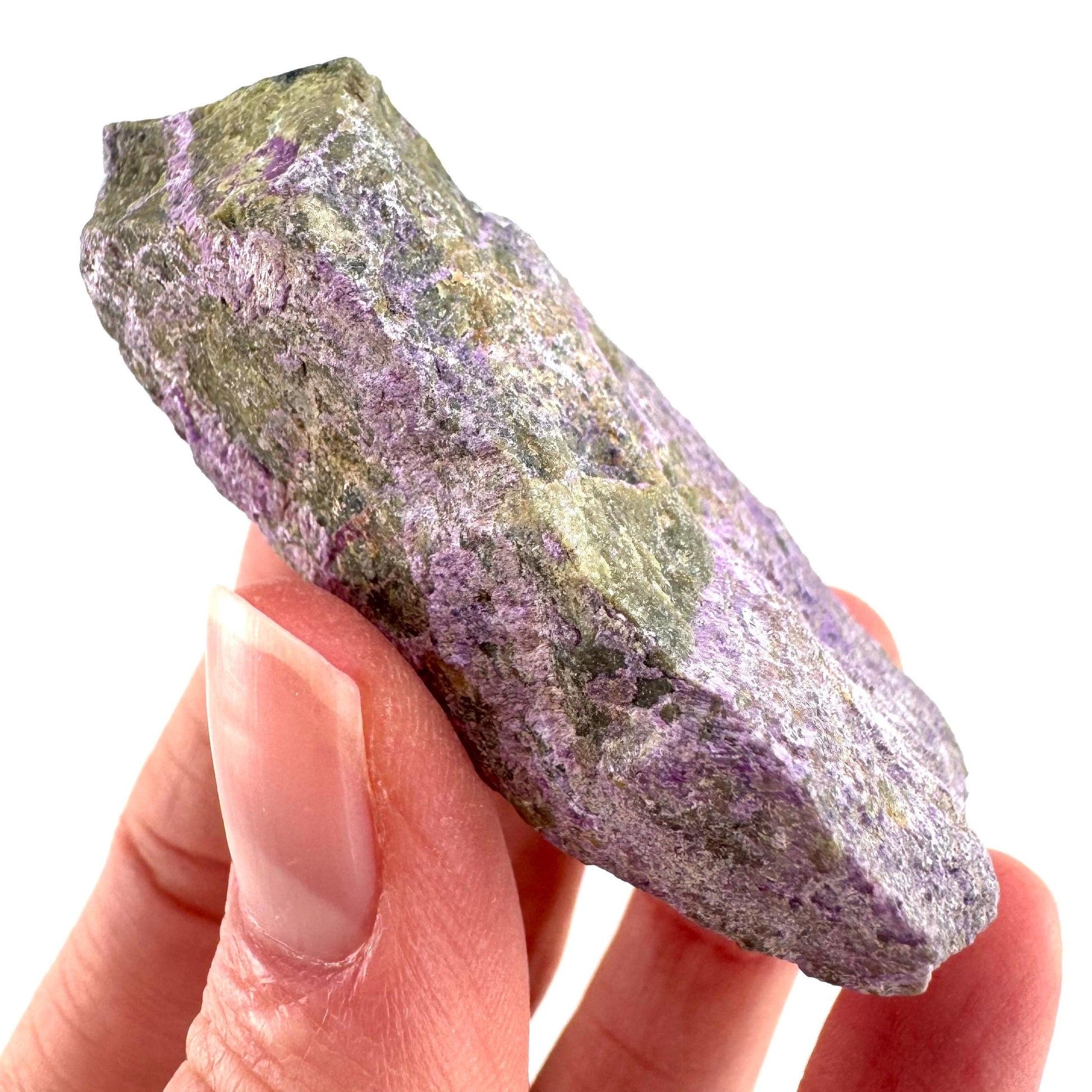 Stichtite | raw purple stichtite with serpentine, mineral specimen from South Africa
