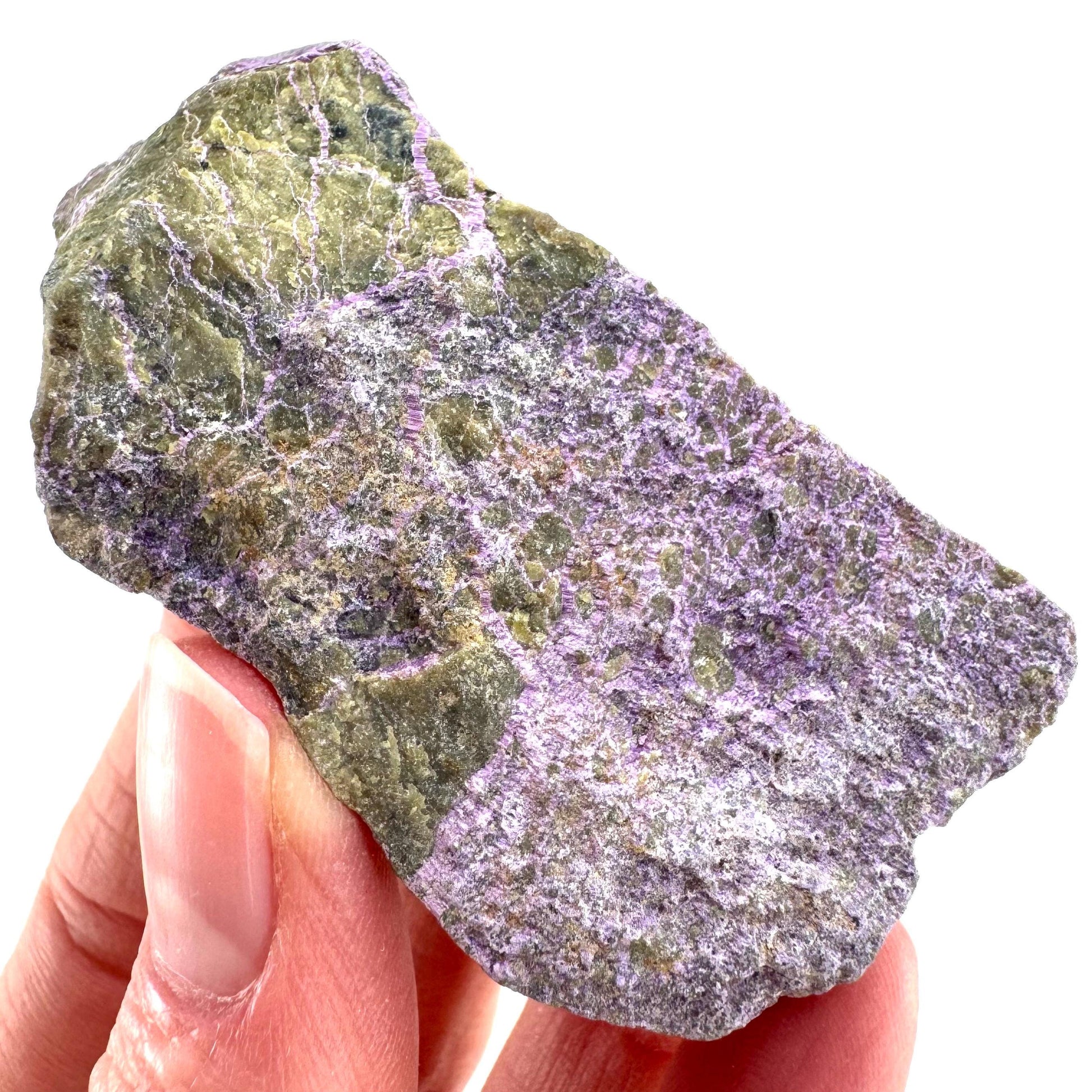 Stichtite | raw purple stichtite with serpentine, mineral specimen from South Africa