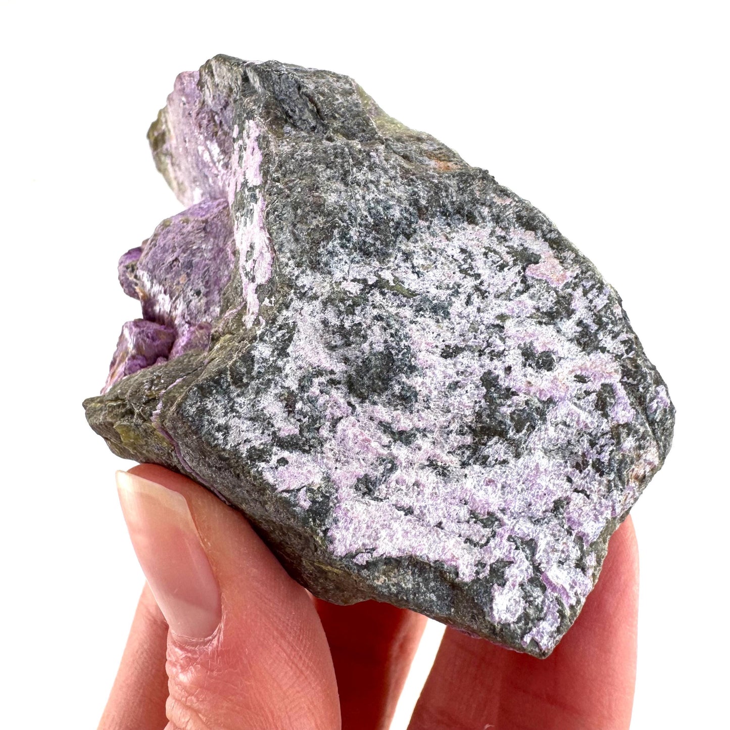 Stichtite | raw purple stichtite with serpentine, mineral specimen from South Africa