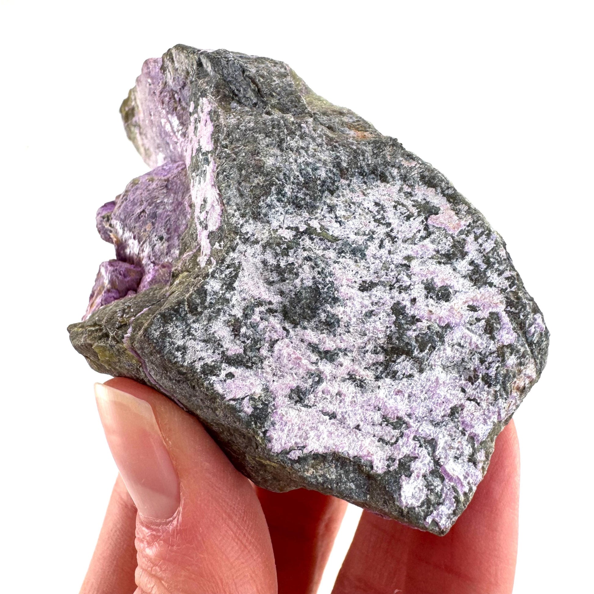 Stichtite | raw purple stichtite with serpentine, mineral specimen from South Africa