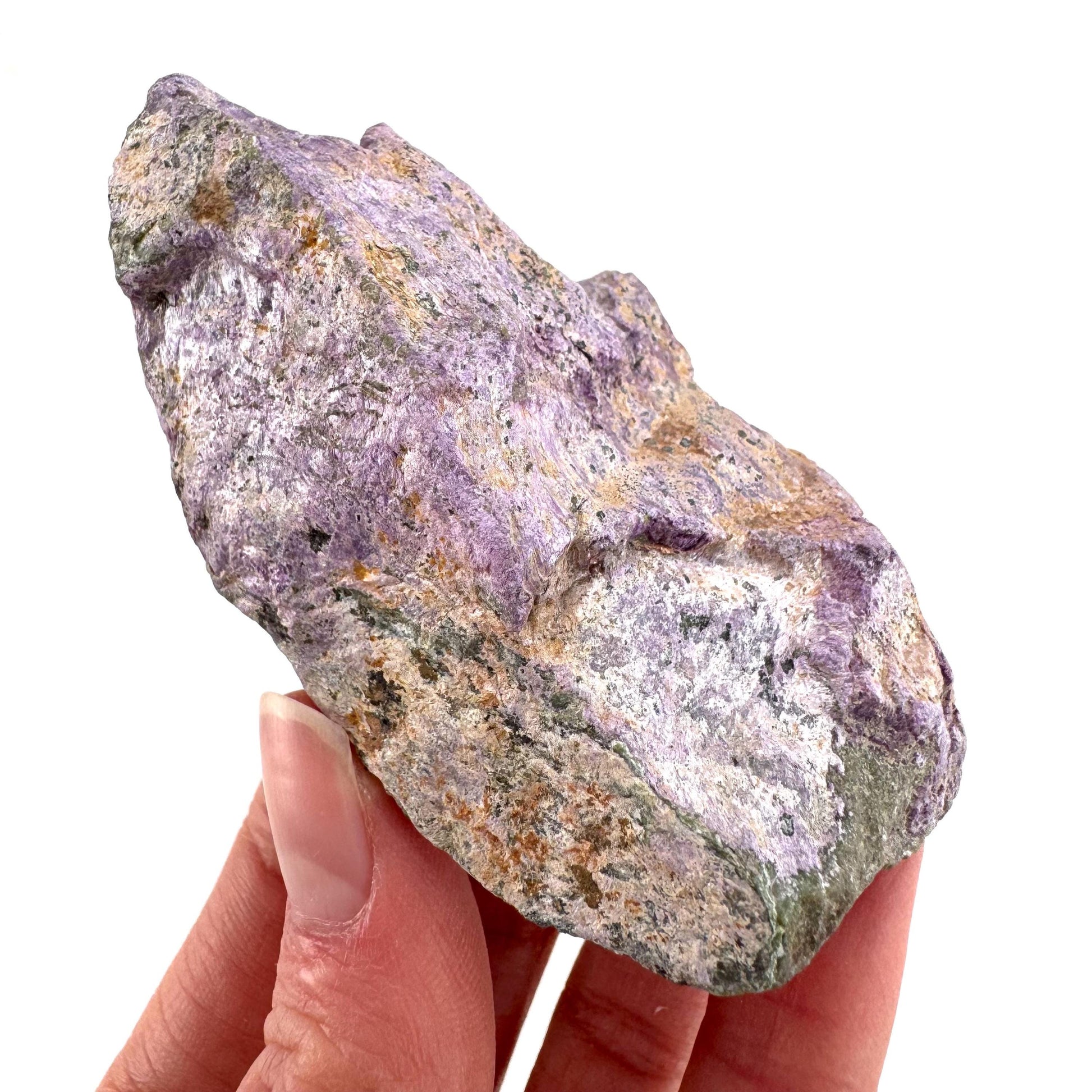 Stichtite | raw purple stichtite with serpentine, mineral specimen from South Africa