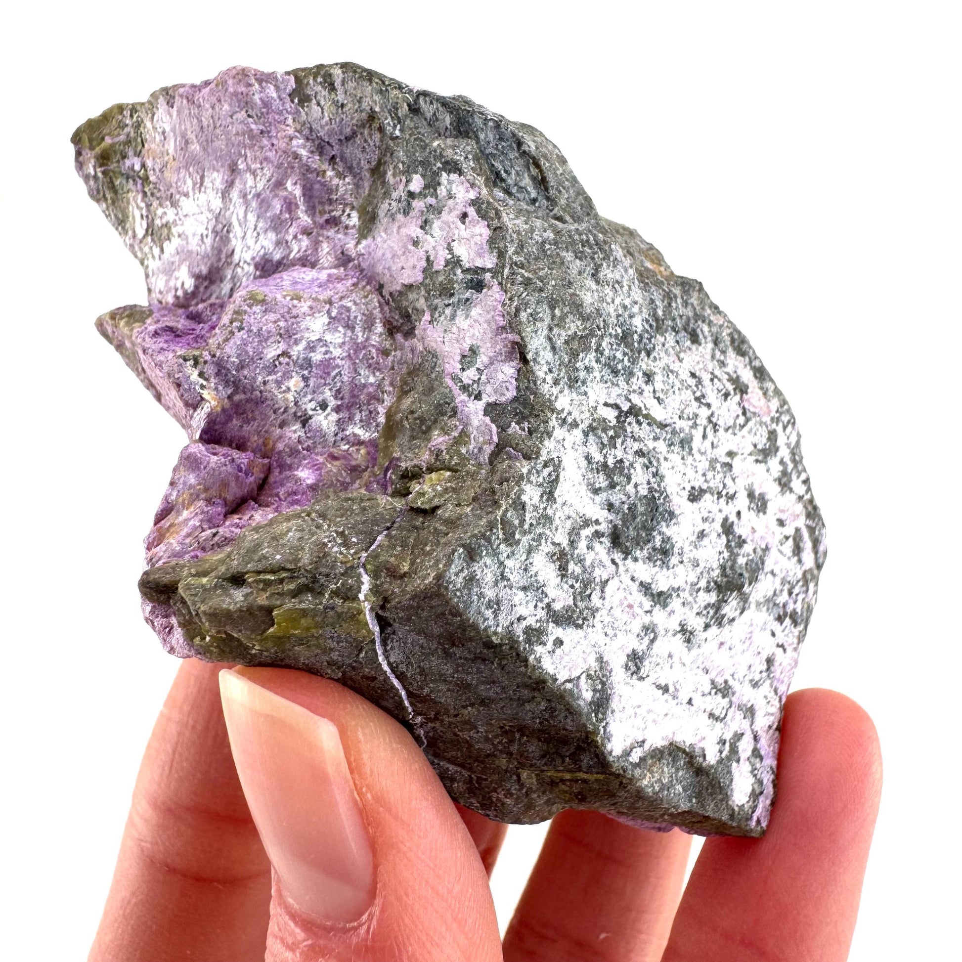 Stichtite | raw purple stichtite with serpentine, mineral specimen from South Africa