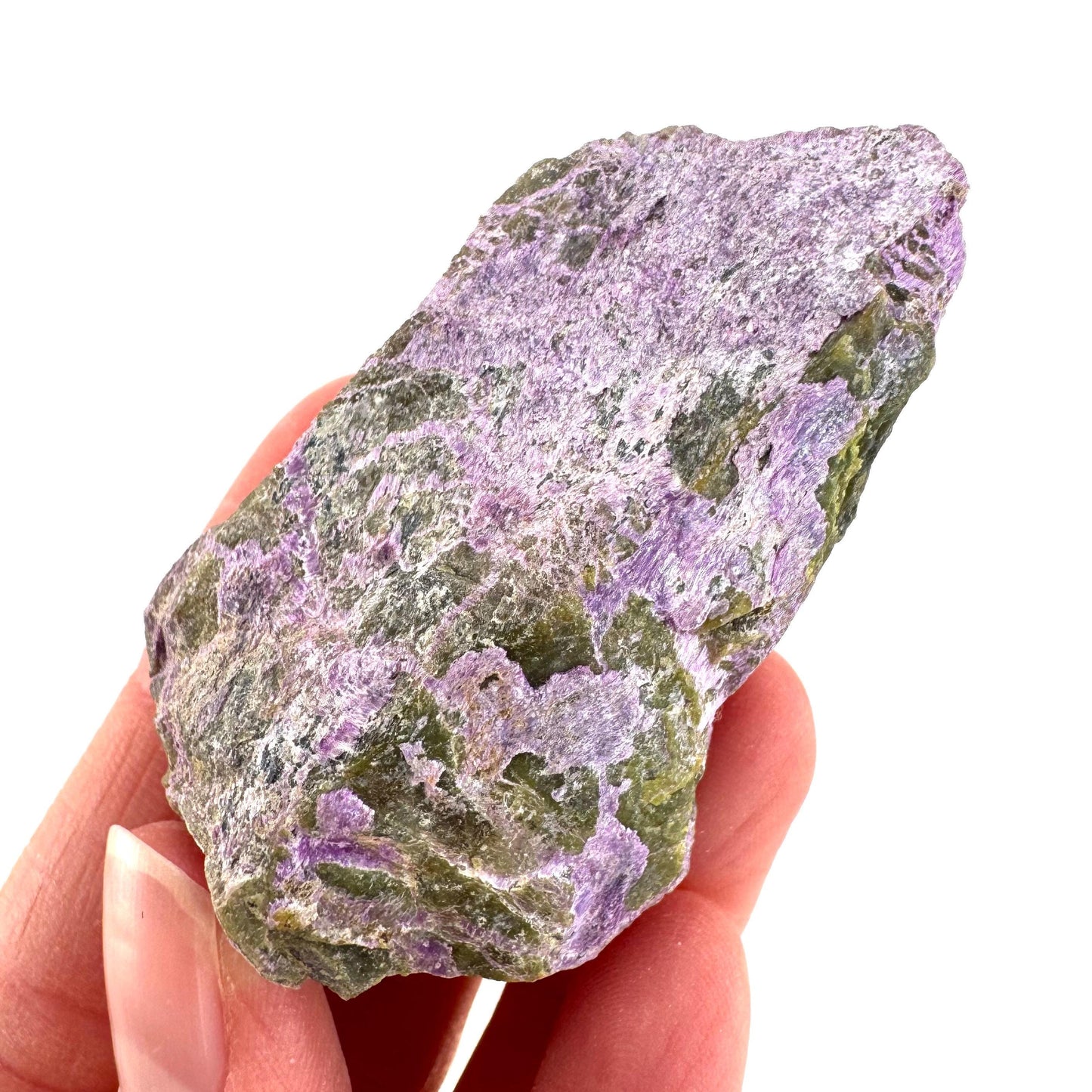 Stichtite | raw purple stichtite with serpentine, mineral specimen from South Africa