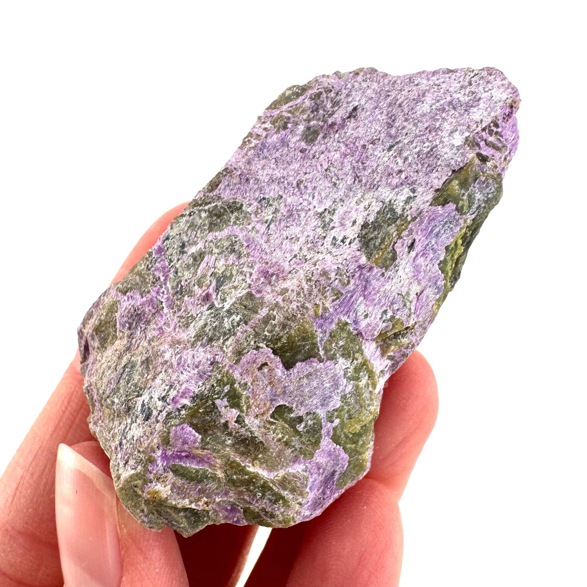 Stichtite | raw purple stichtite with serpentine, mineral specimen from South Africa