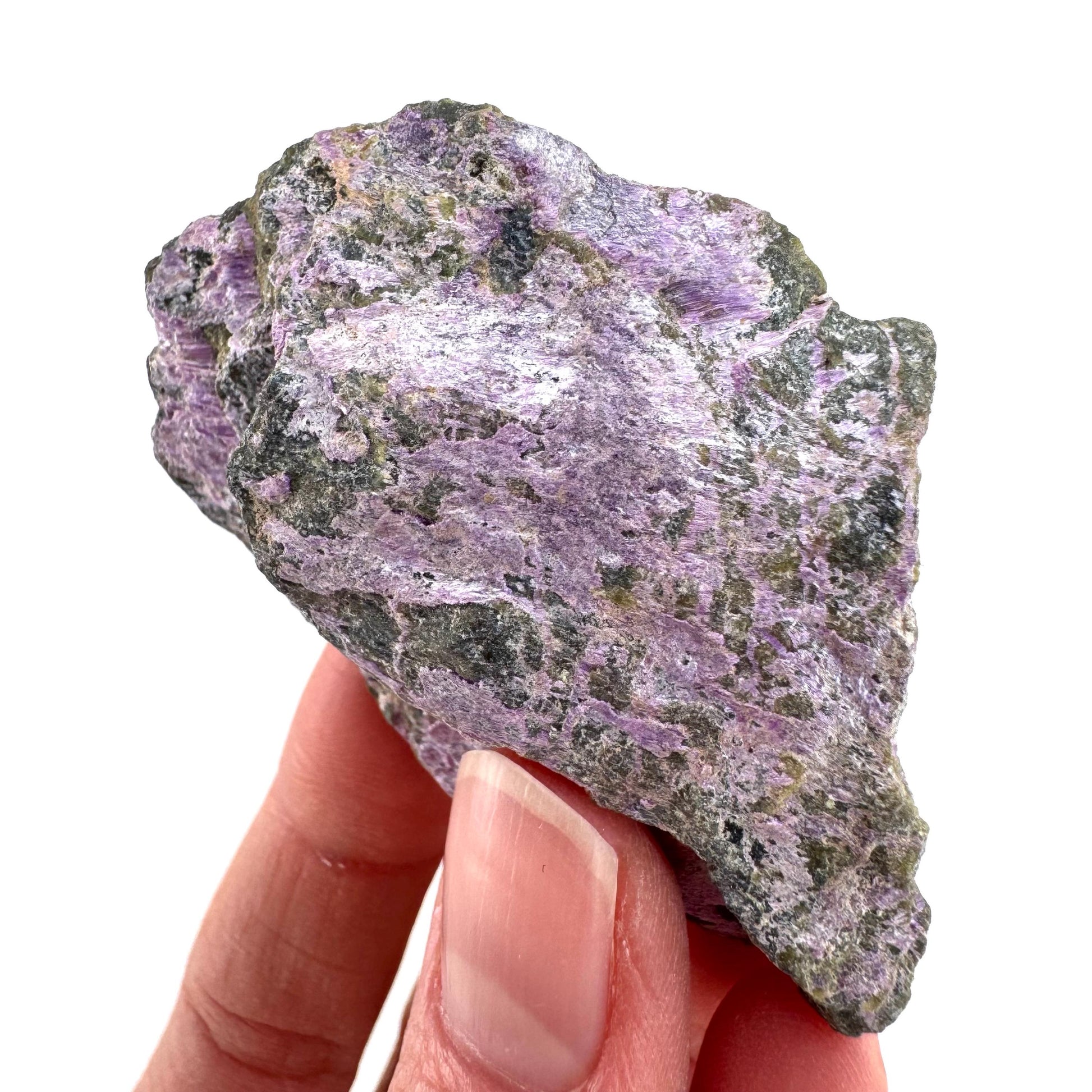 Stichtite | raw purple stichtite with serpentine, mineral specimen from South Africa