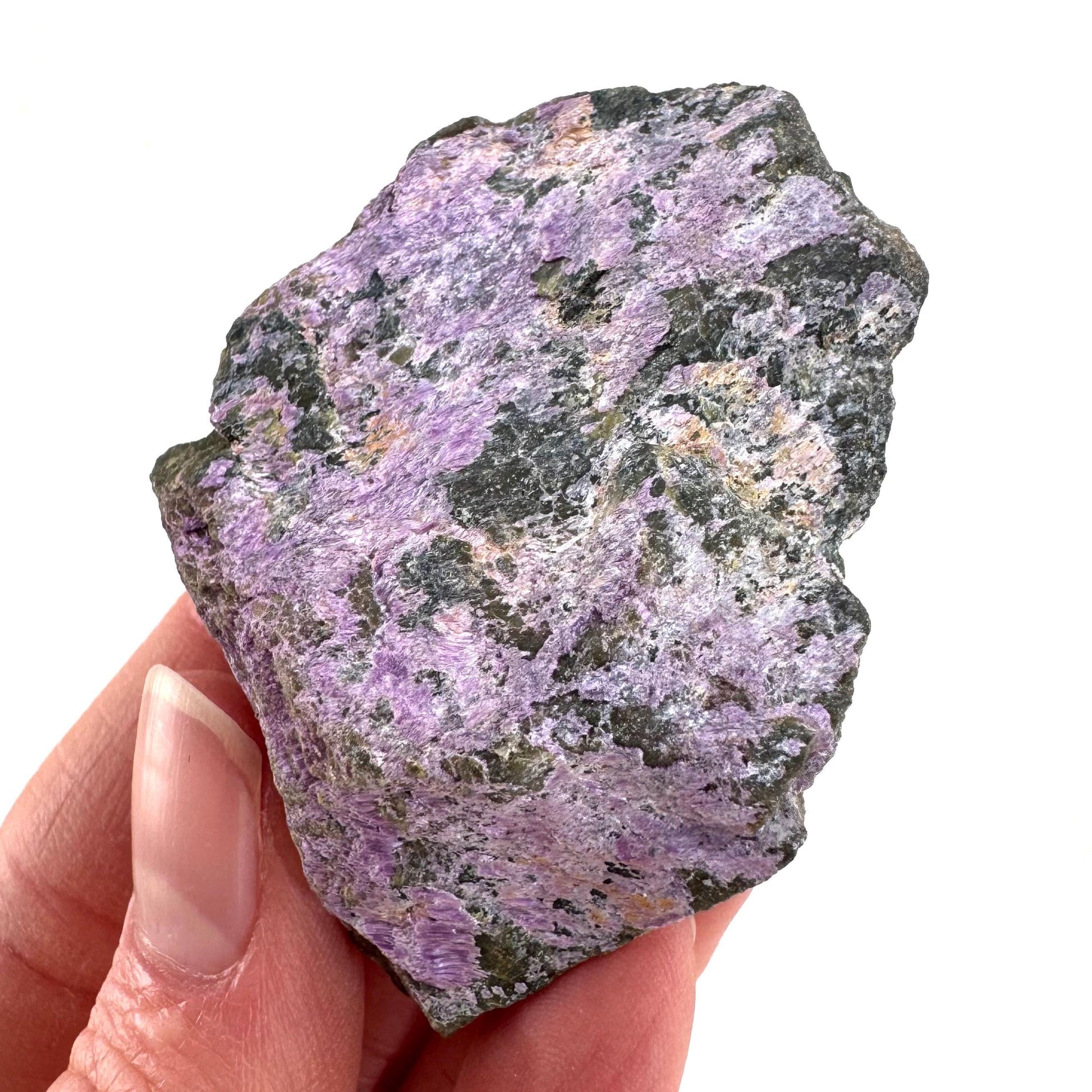Stichtite | raw purple stichtite with serpentine, mineral specimen from South Africa