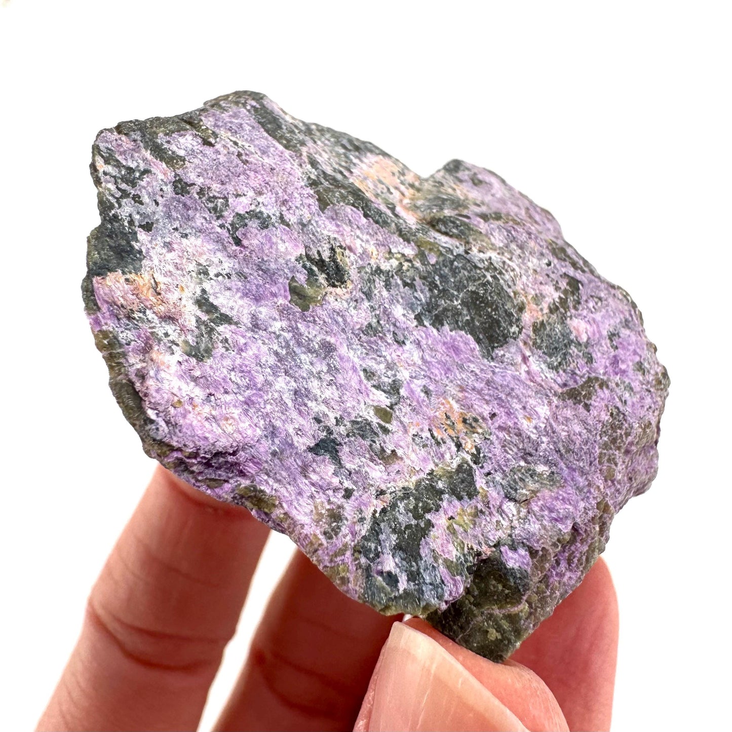 Stichtite | raw purple stichtite with serpentine, mineral specimen from South Africa