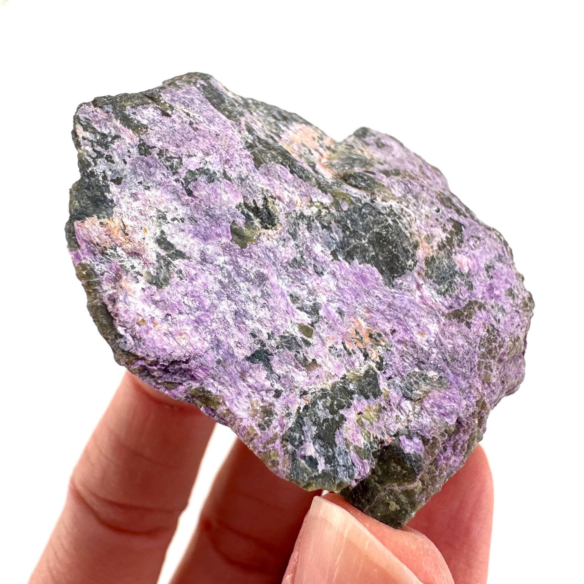 Stichtite | raw purple stichtite with serpentine, mineral specimen from South Africa