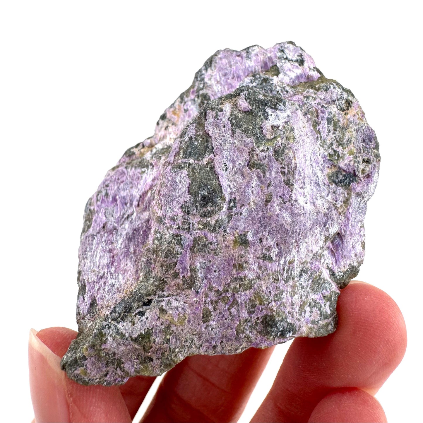 Stichtite | raw purple stichtite with serpentine, mineral specimen from South Africa