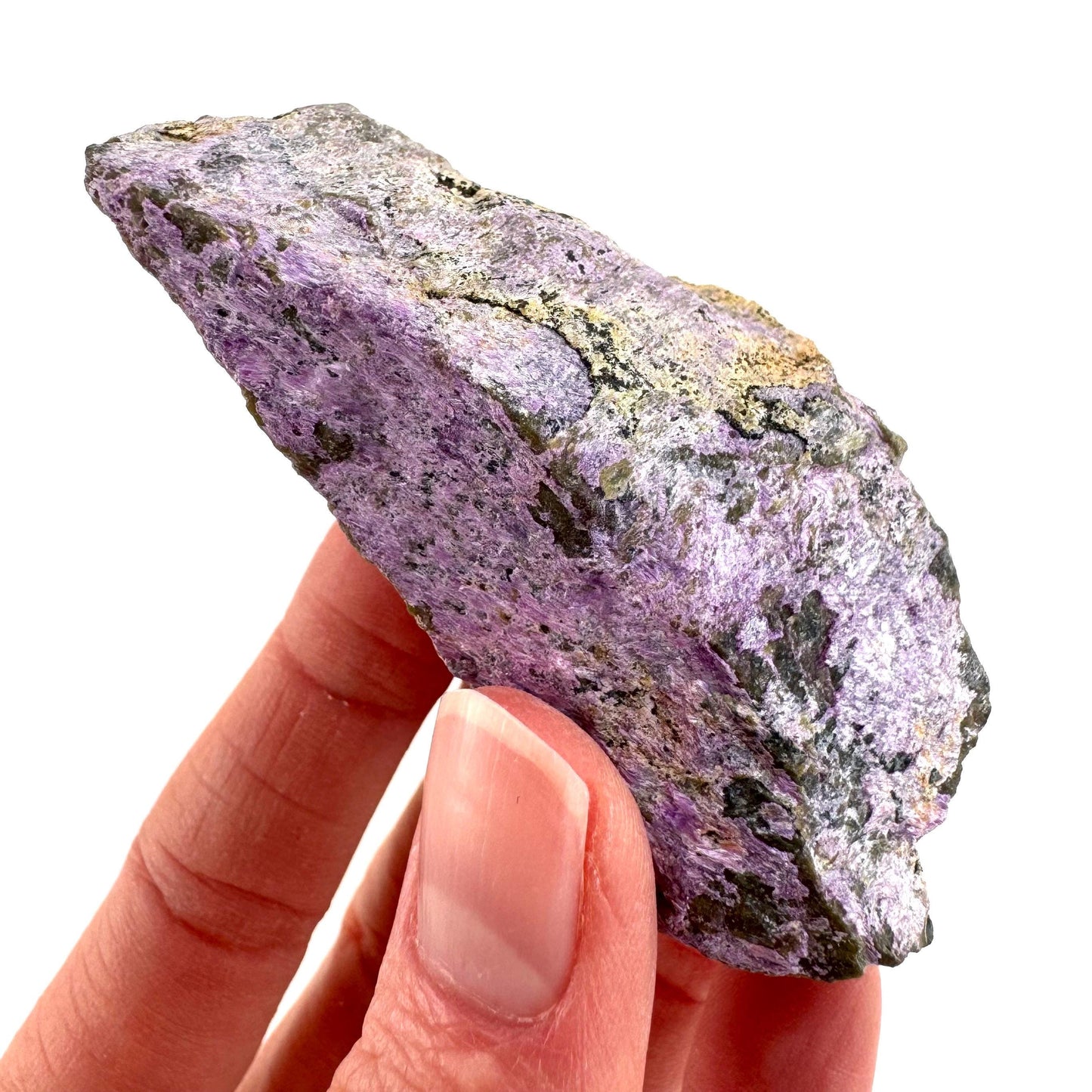 Stichtite | raw purple stichtite with serpentine, mineral specimen from South Africa