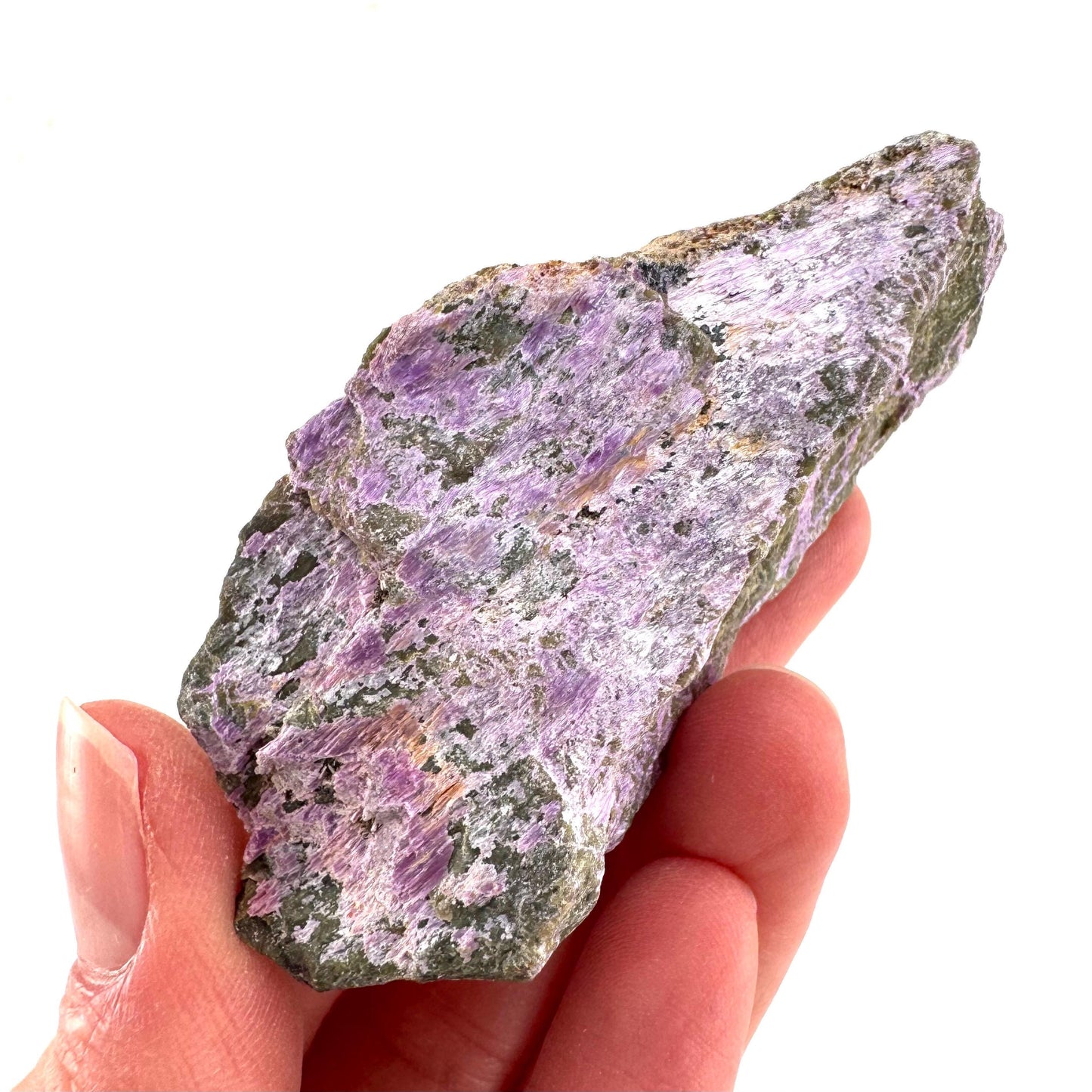 Stichtite | raw purple stichtite with serpentine, mineral specimen from South Africa