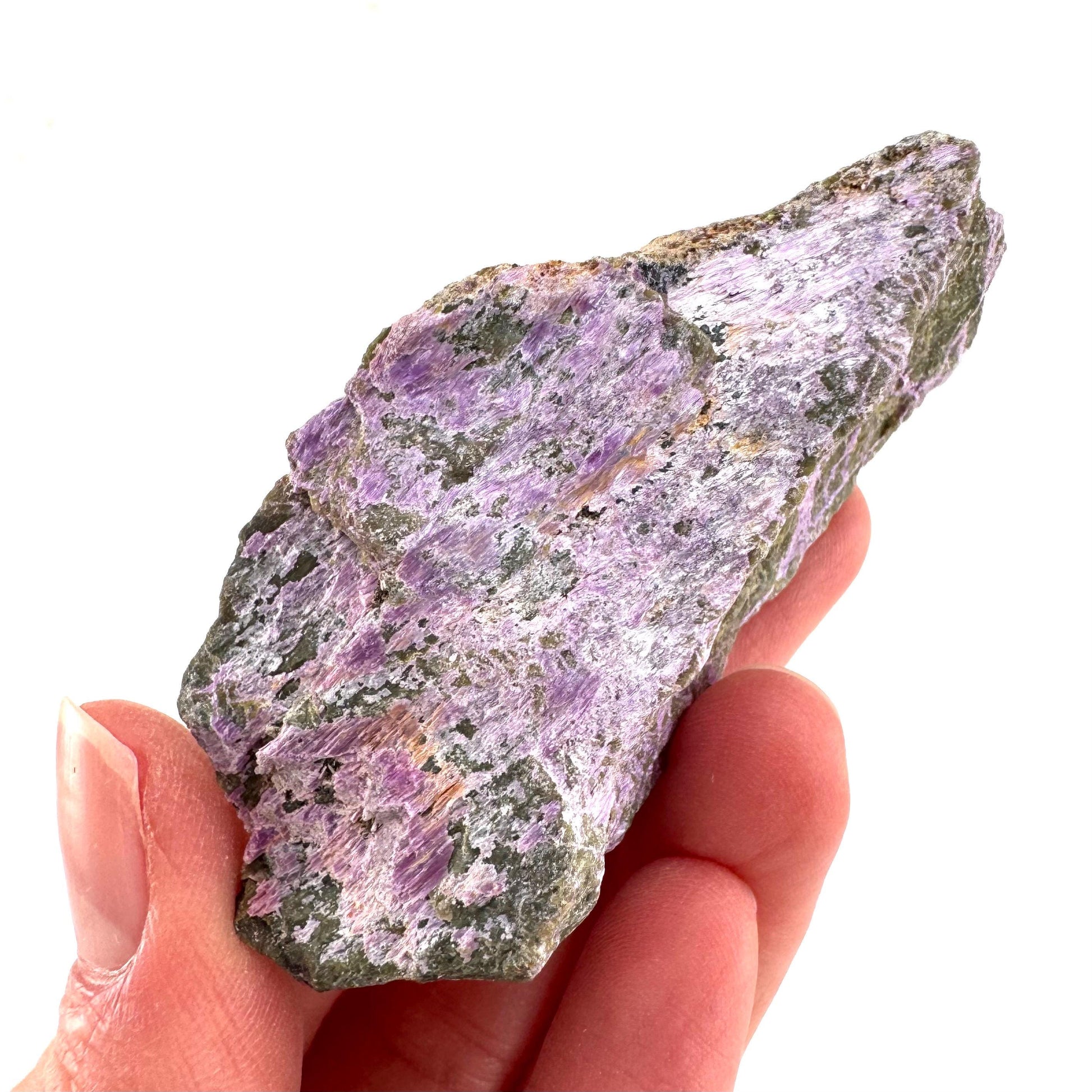 Stichtite | raw purple stichtite with serpentine, mineral specimen from South Africa