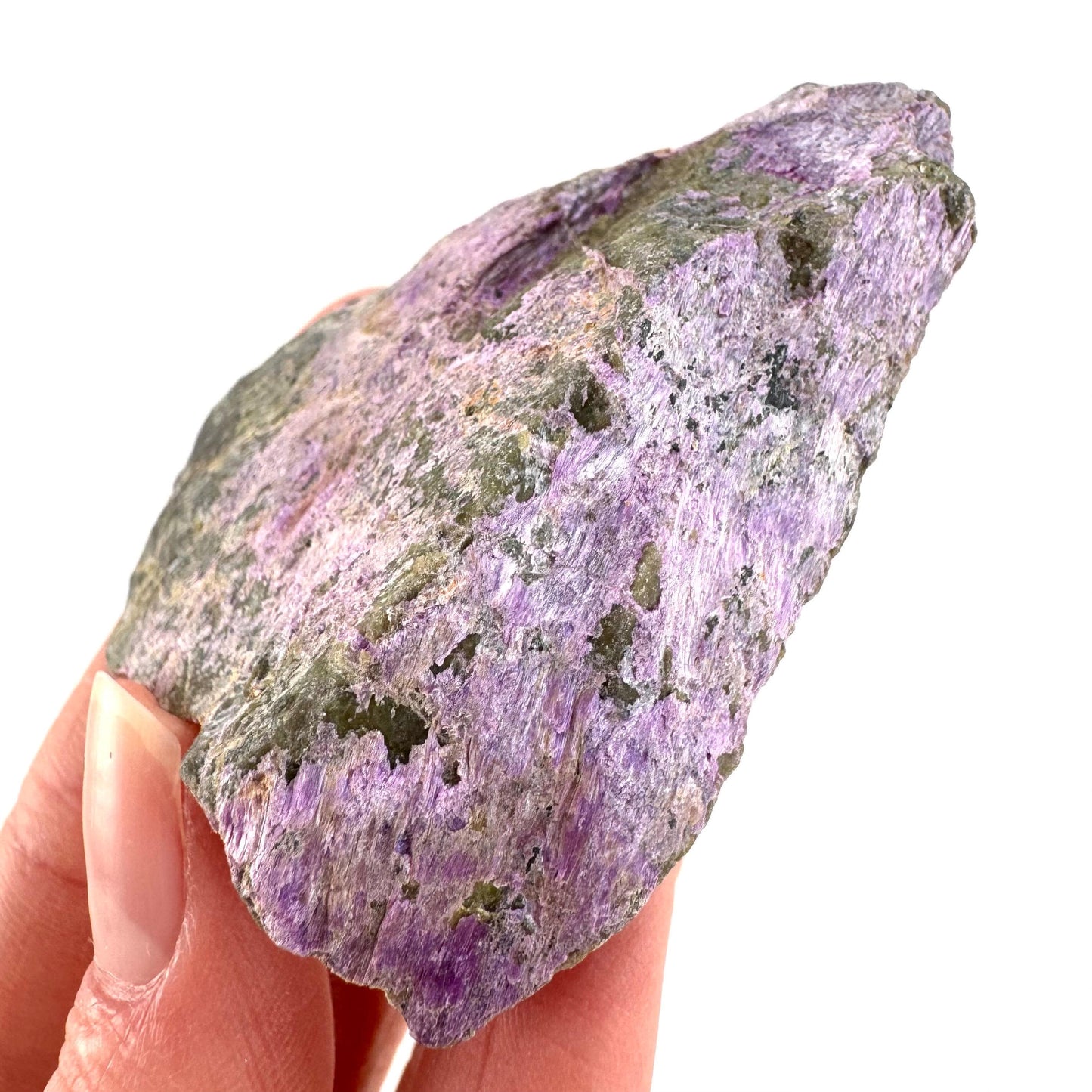 Stichtite | raw purple stichtite with serpentine, mineral specimen from South Africa